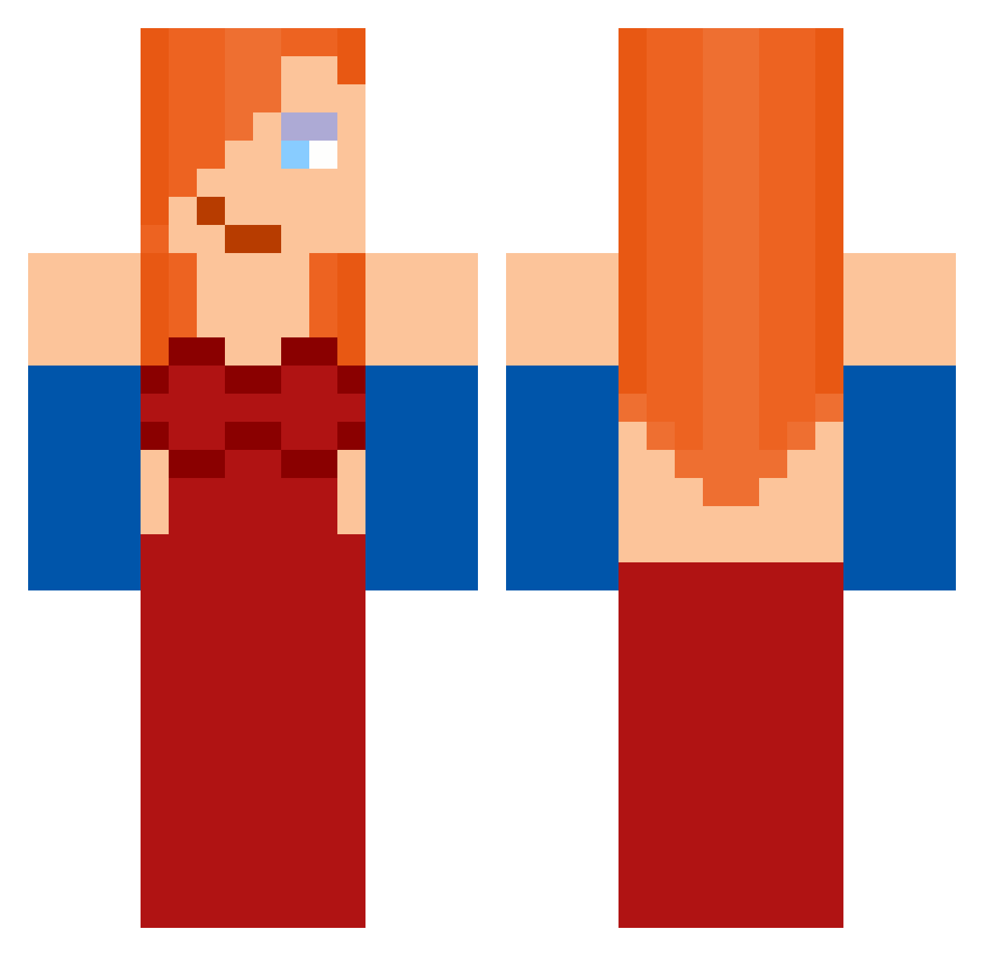 Sinfully Minecraft skin, front and back view