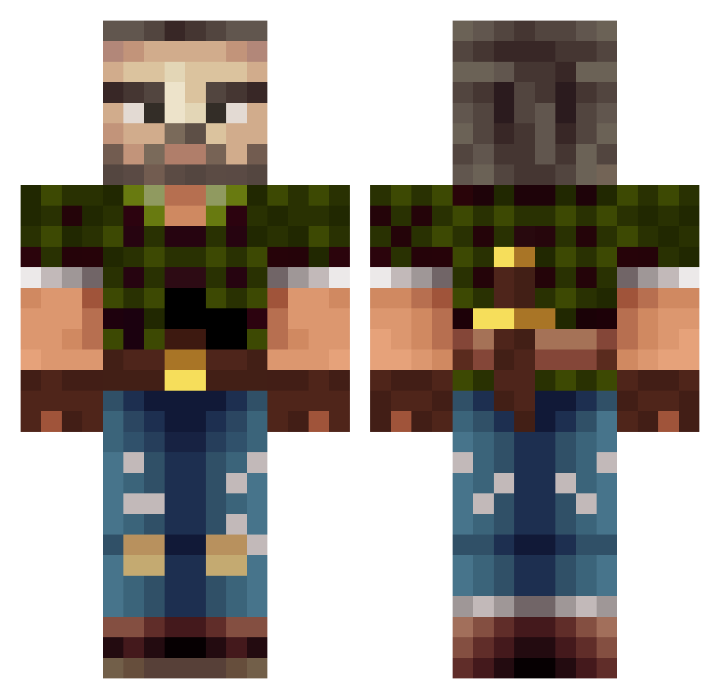 Loupes Minecraft skin, front and back view