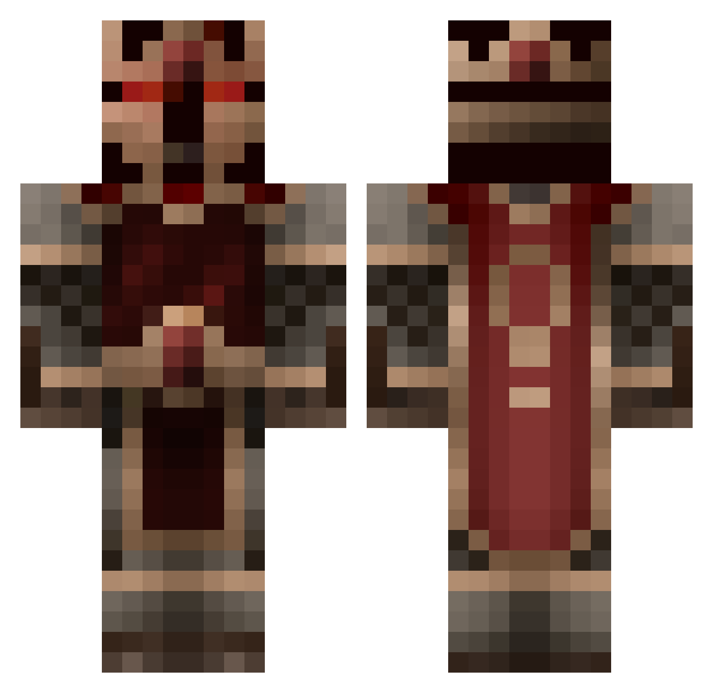 Greenleaffisk Minecraft skin, front and back view