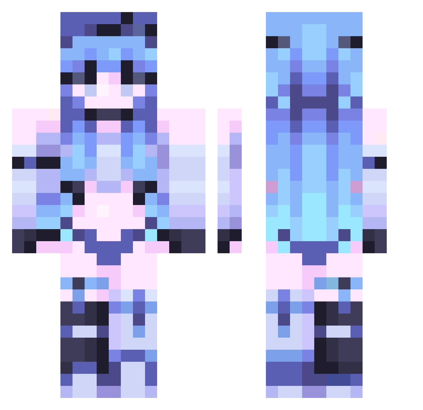 PuaLoveMe Minecraft skin, front and back view