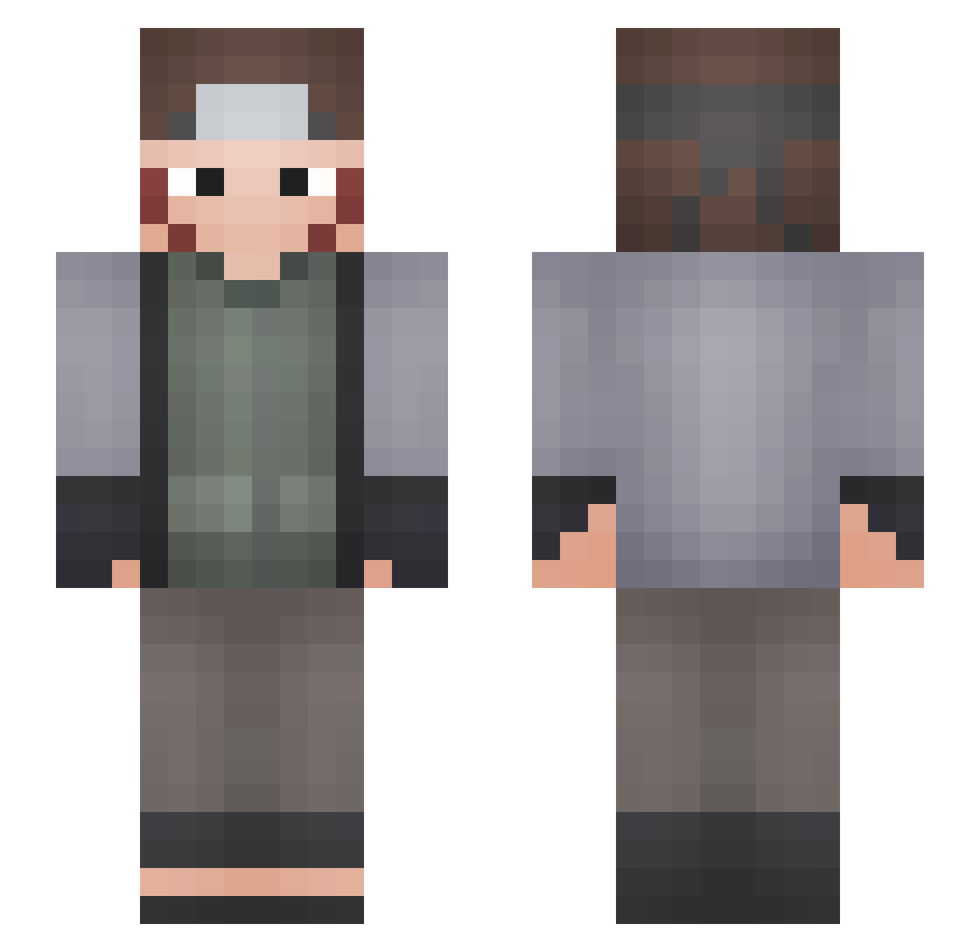Glace420 Minecraft skin, front and back view