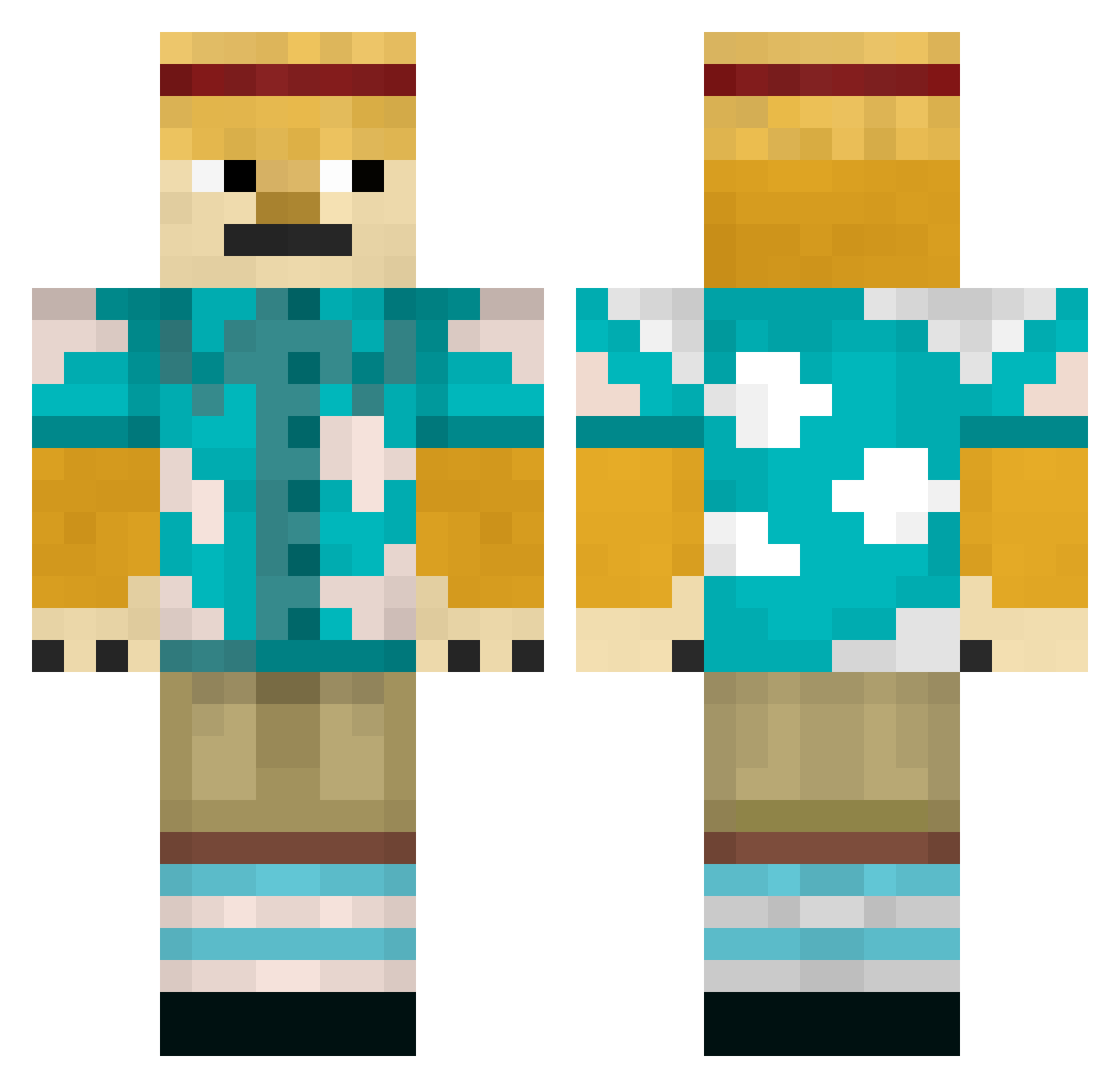 unbuckle Minecraft skin, front and back view