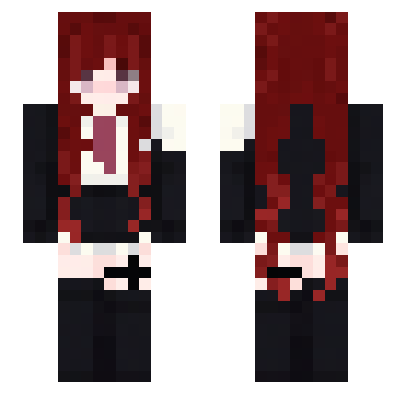 TsubasaKurai Minecraft skin, front and back view