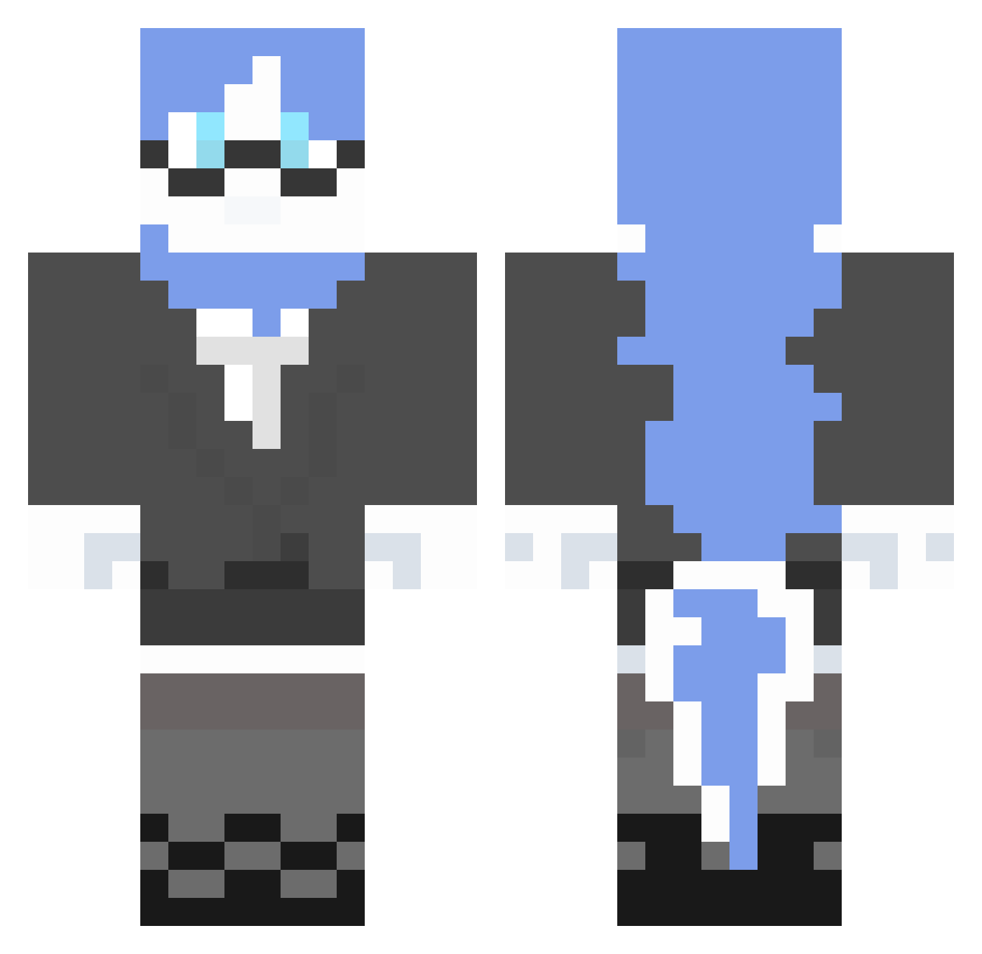 Spirality Minecraft skin, front and back view