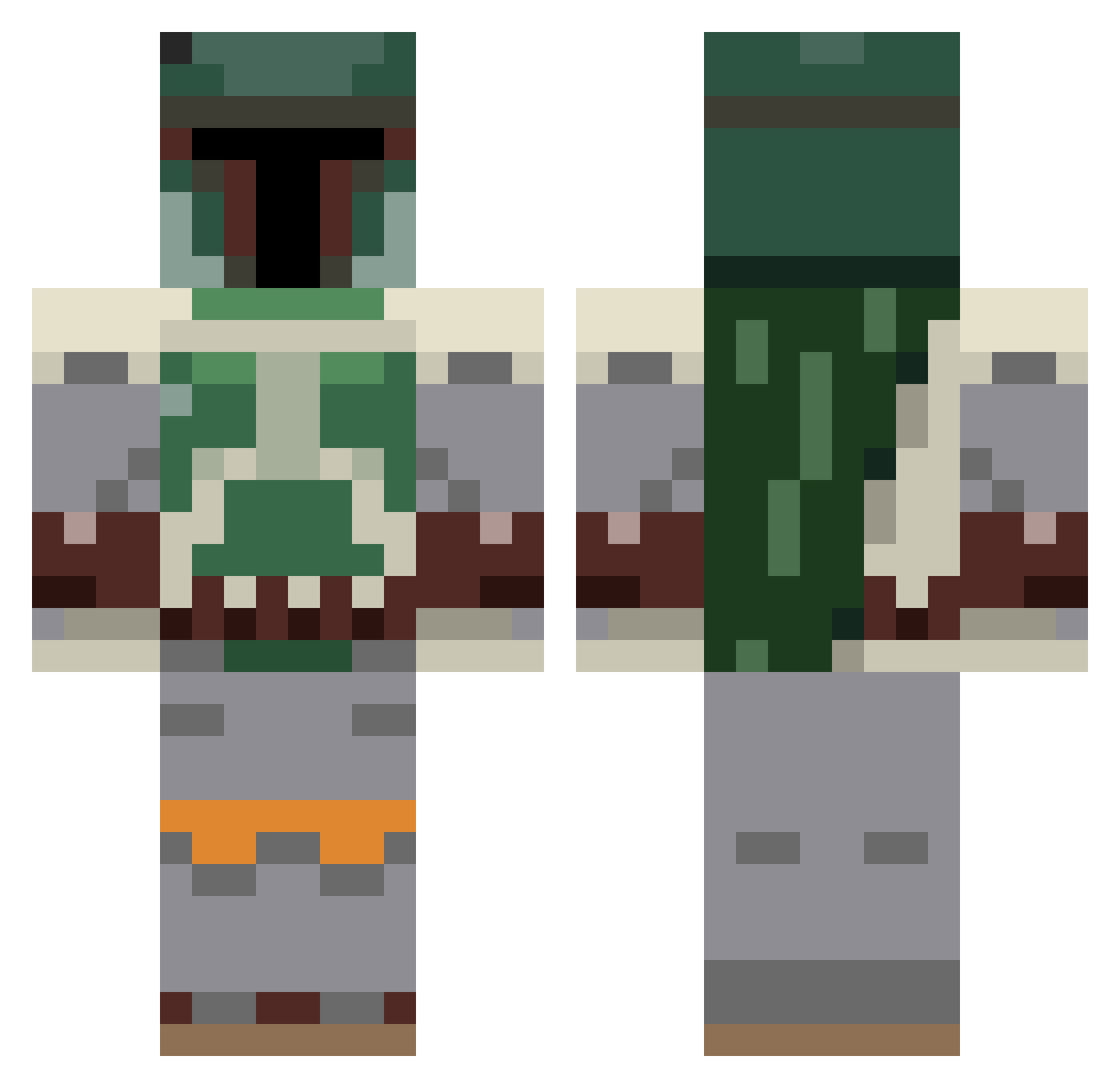 plasterbrain Minecraft skin, front and back view