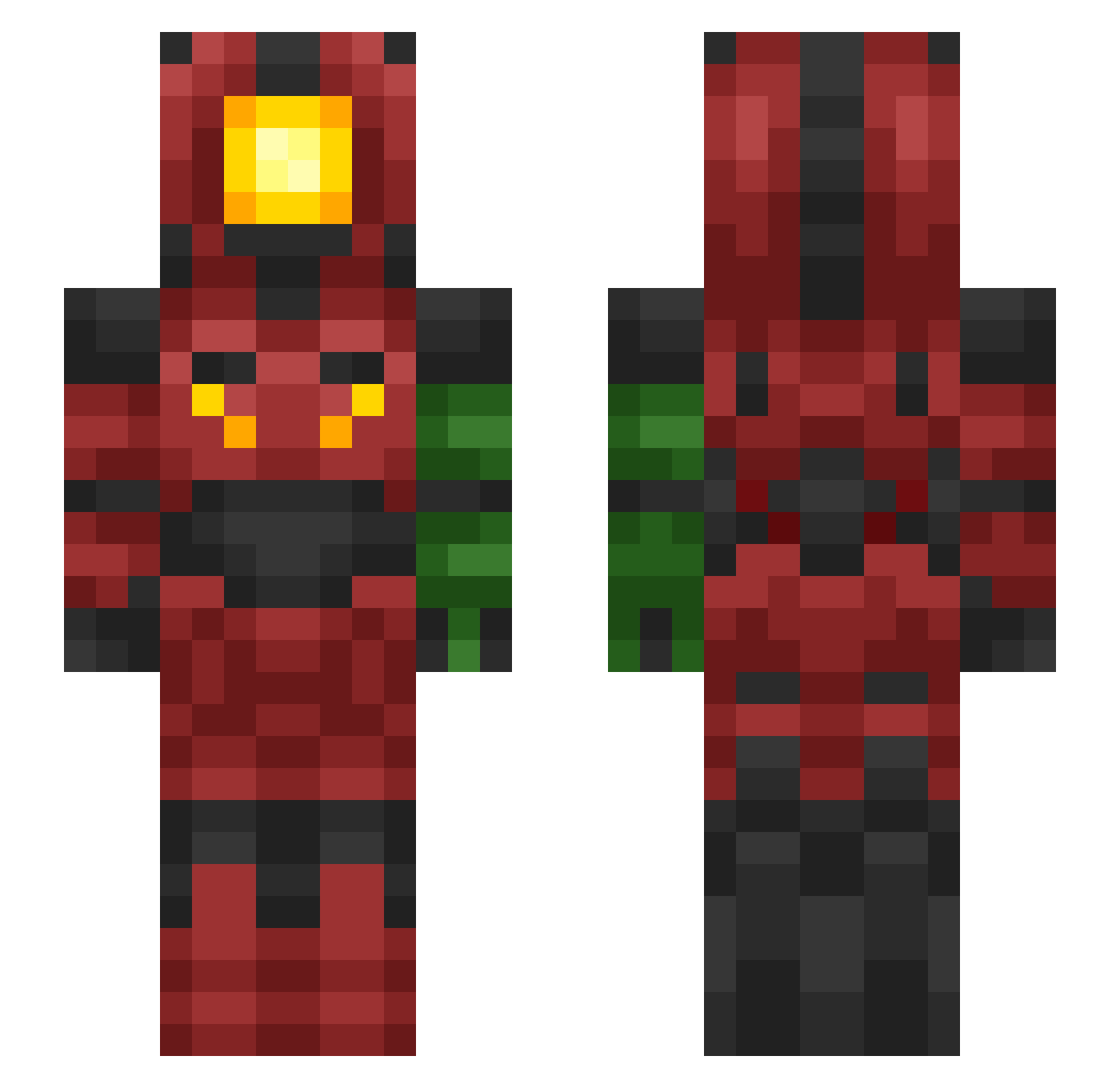 Tron805 Minecraft skin, front and back view
