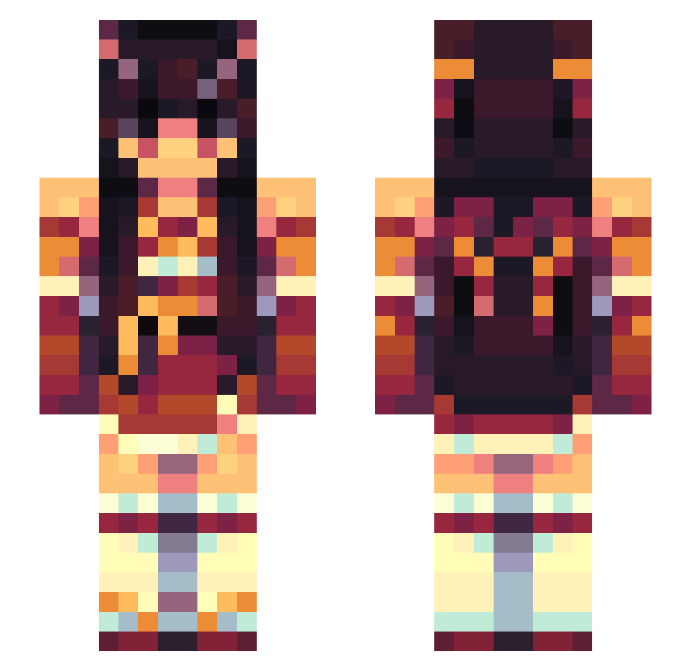 maeyako Minecraft skin, front and back view