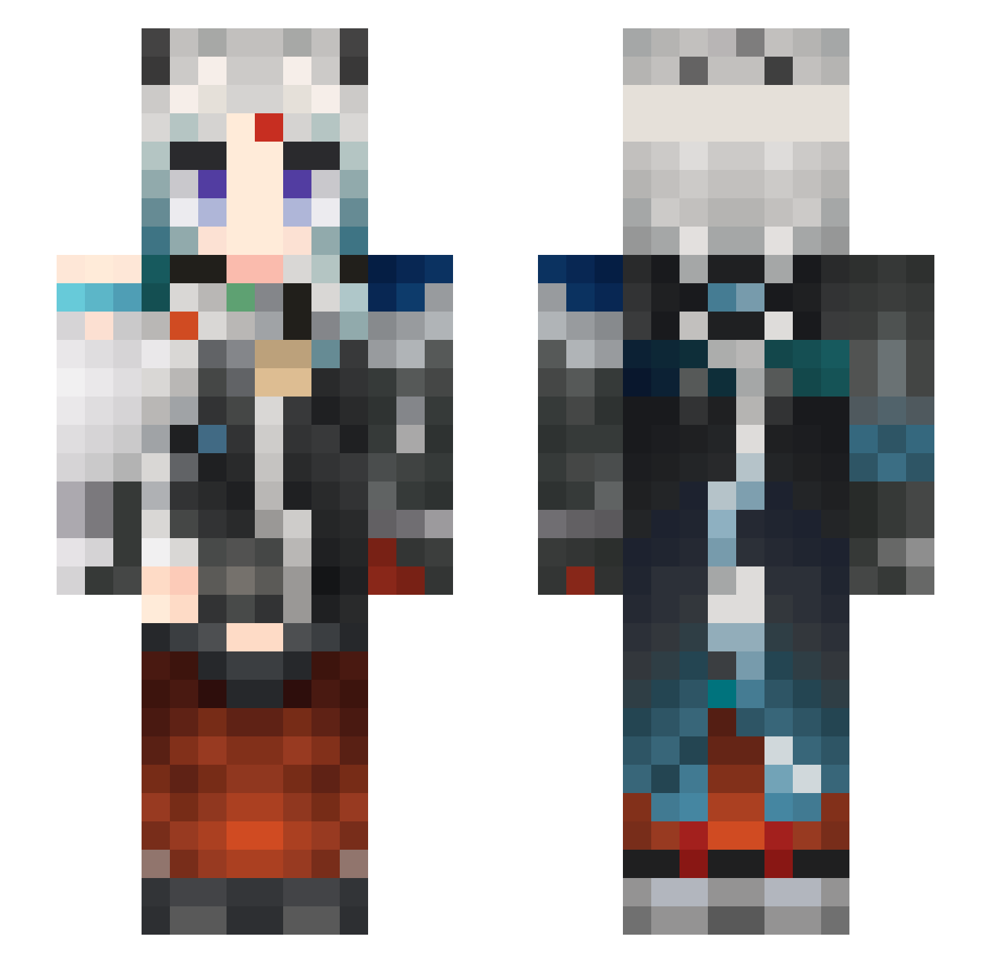Claqu0enlarmes Minecraft skin, front and back view