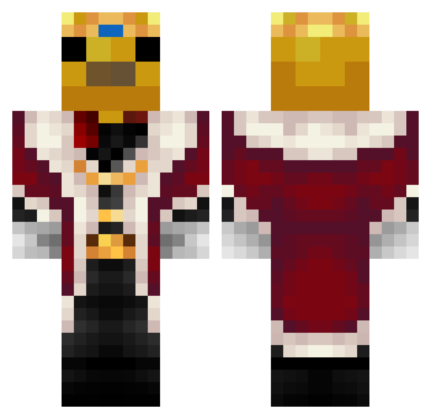 woldys Minecraft skin, front and back view