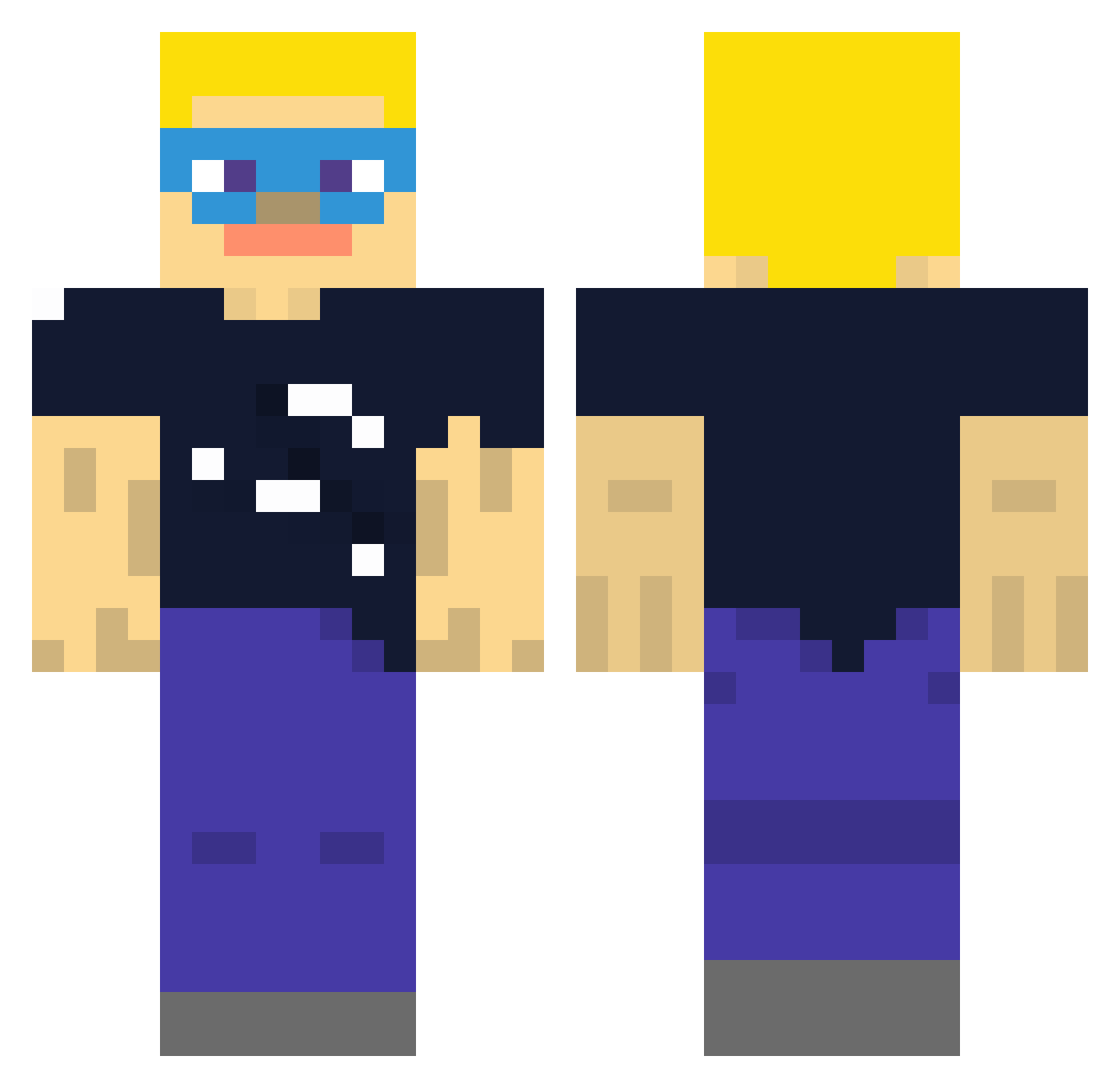 SpikeyBoy1000 Minecraft skin, front and back view