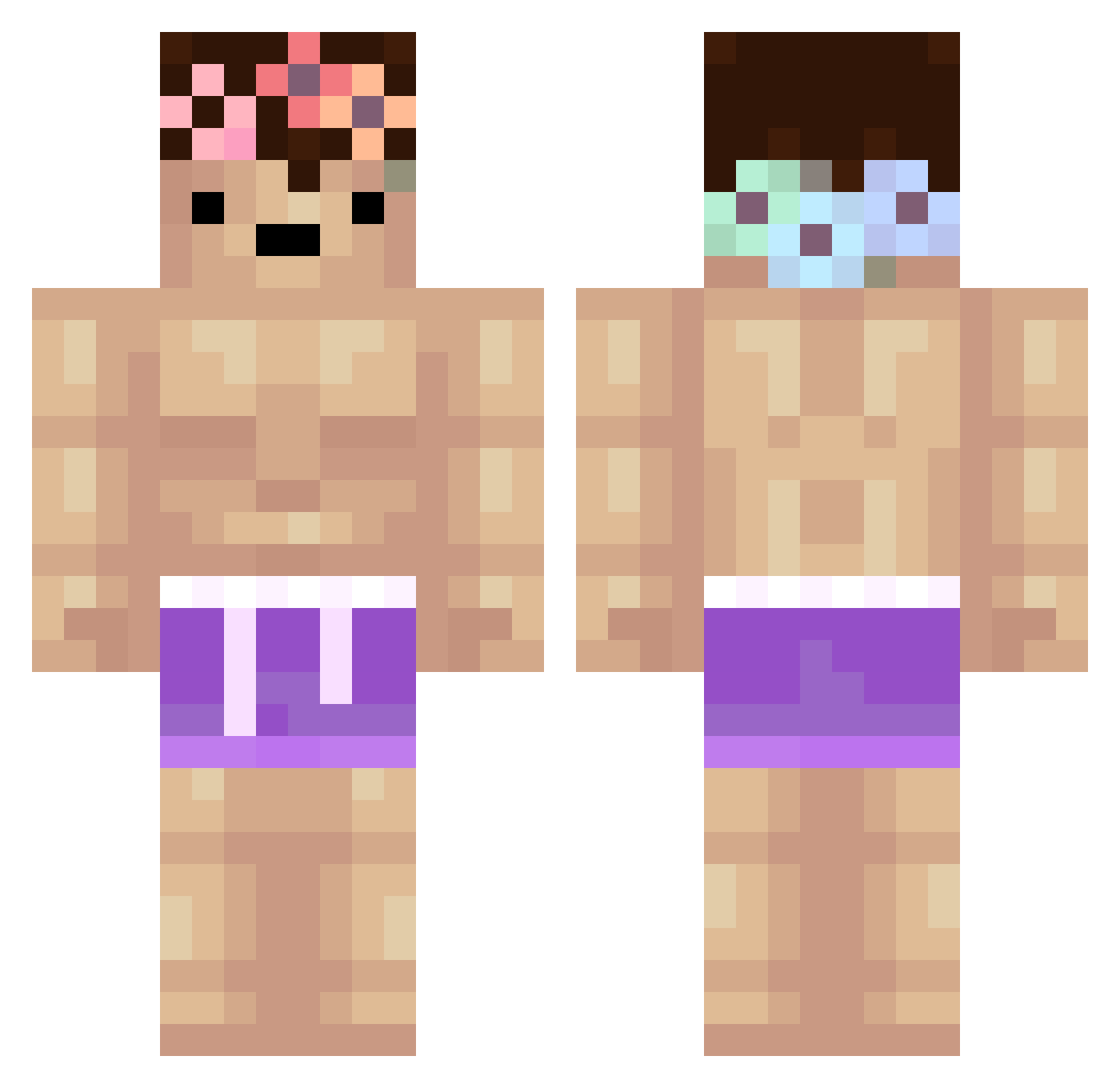 Noobeurs Minecraft skin, front and back view