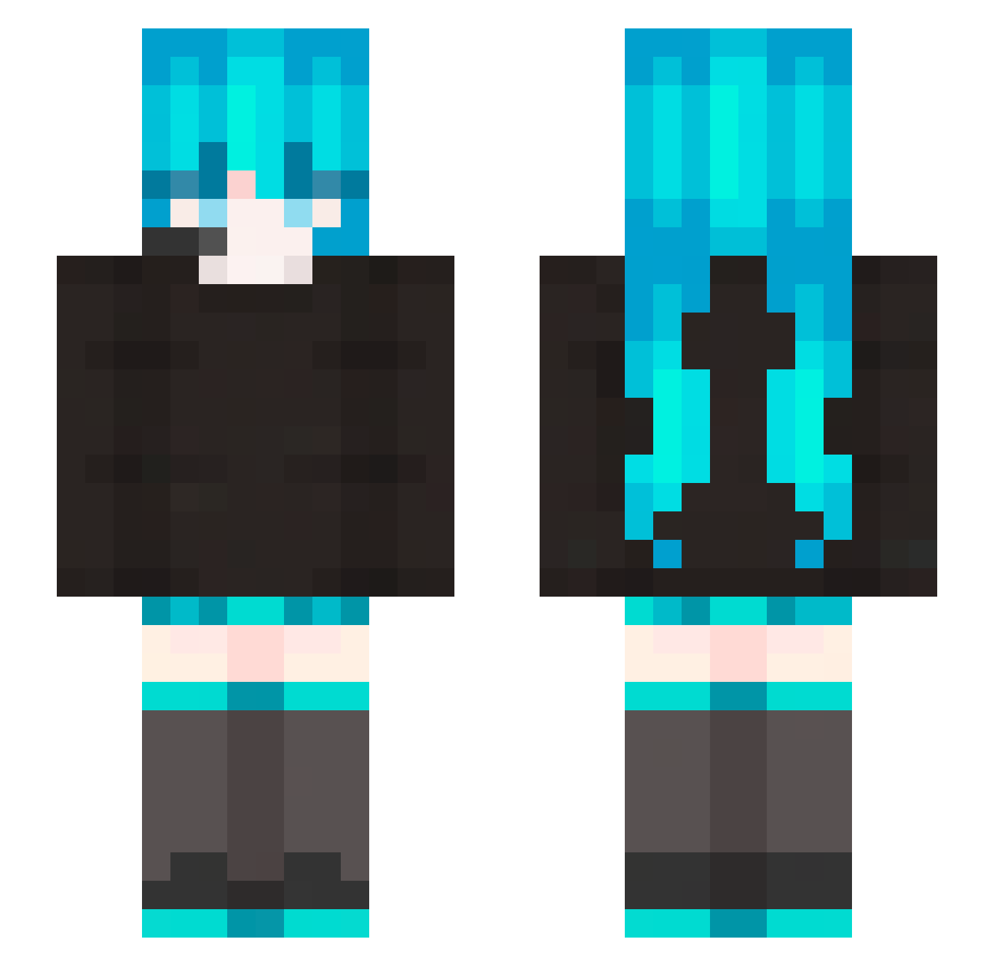 lyAngel Minecraft skin, front and back view