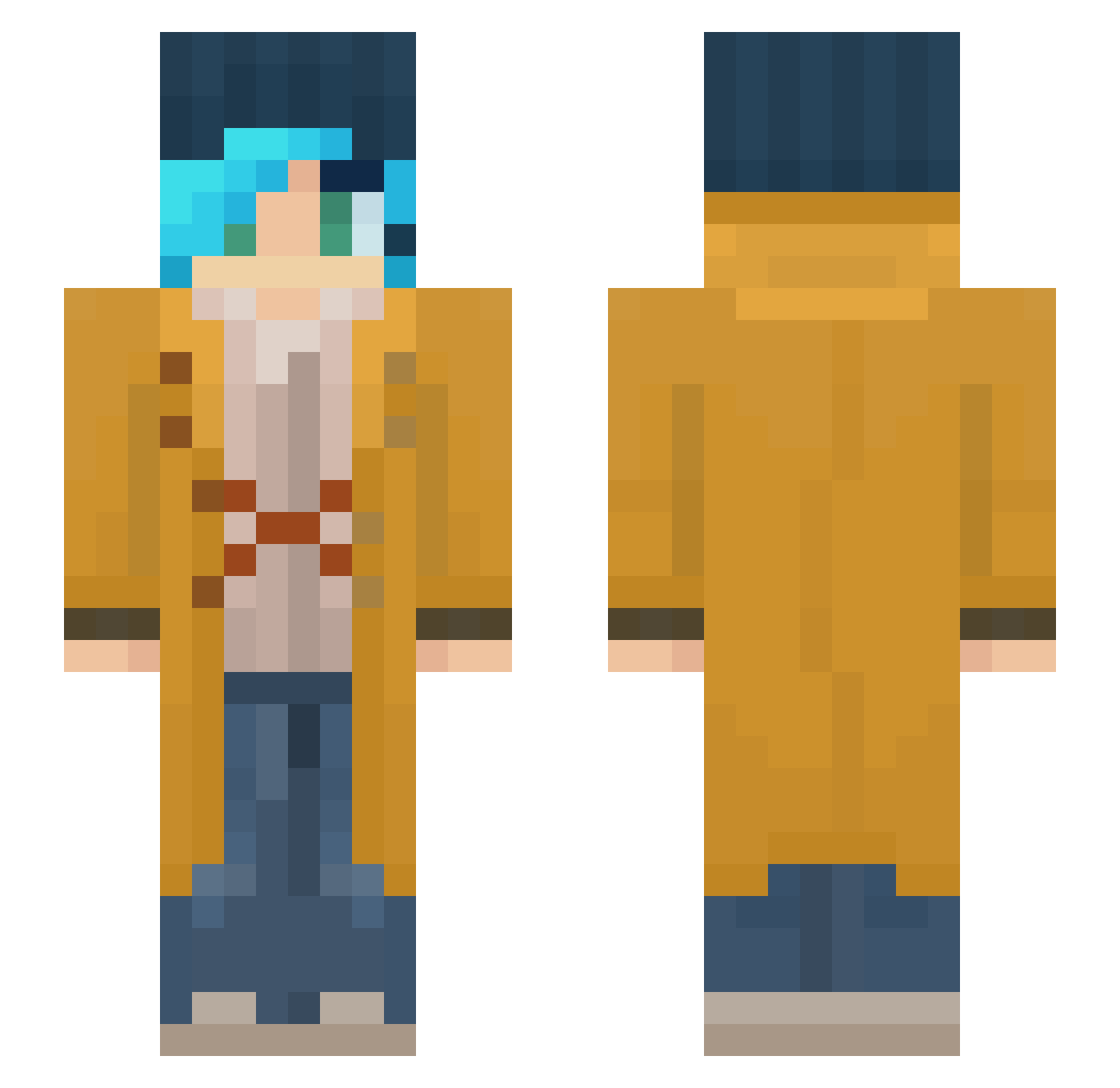 Mommablueski Minecraft skin, front and back view