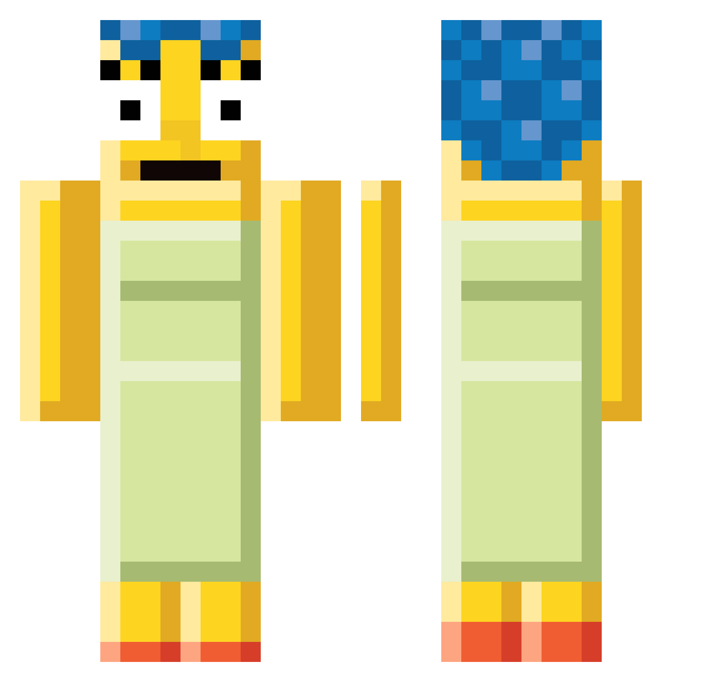 Djoloco Minecraft skin, front and back view