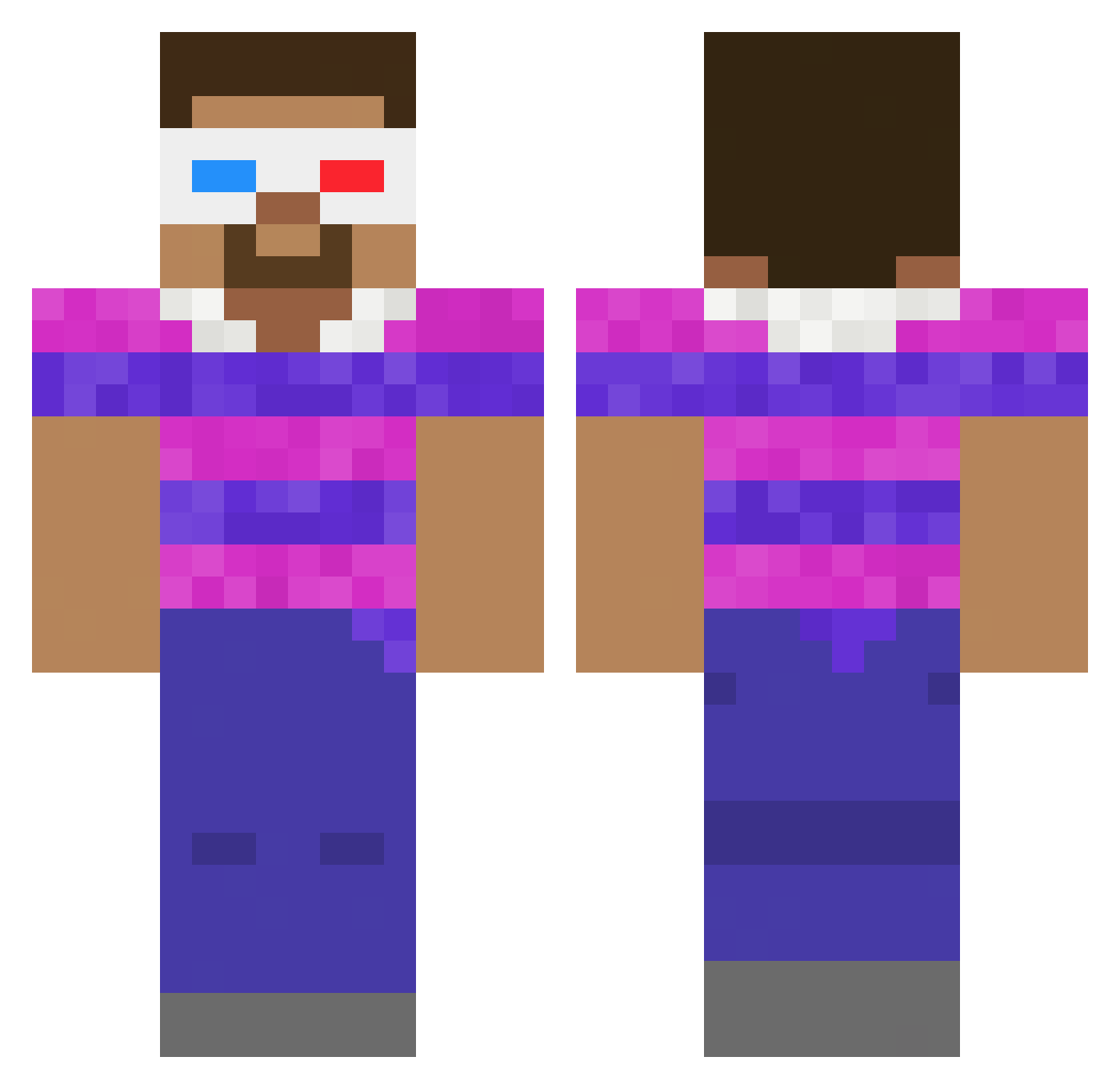 _TheWorld Minecraft skin, front and back view