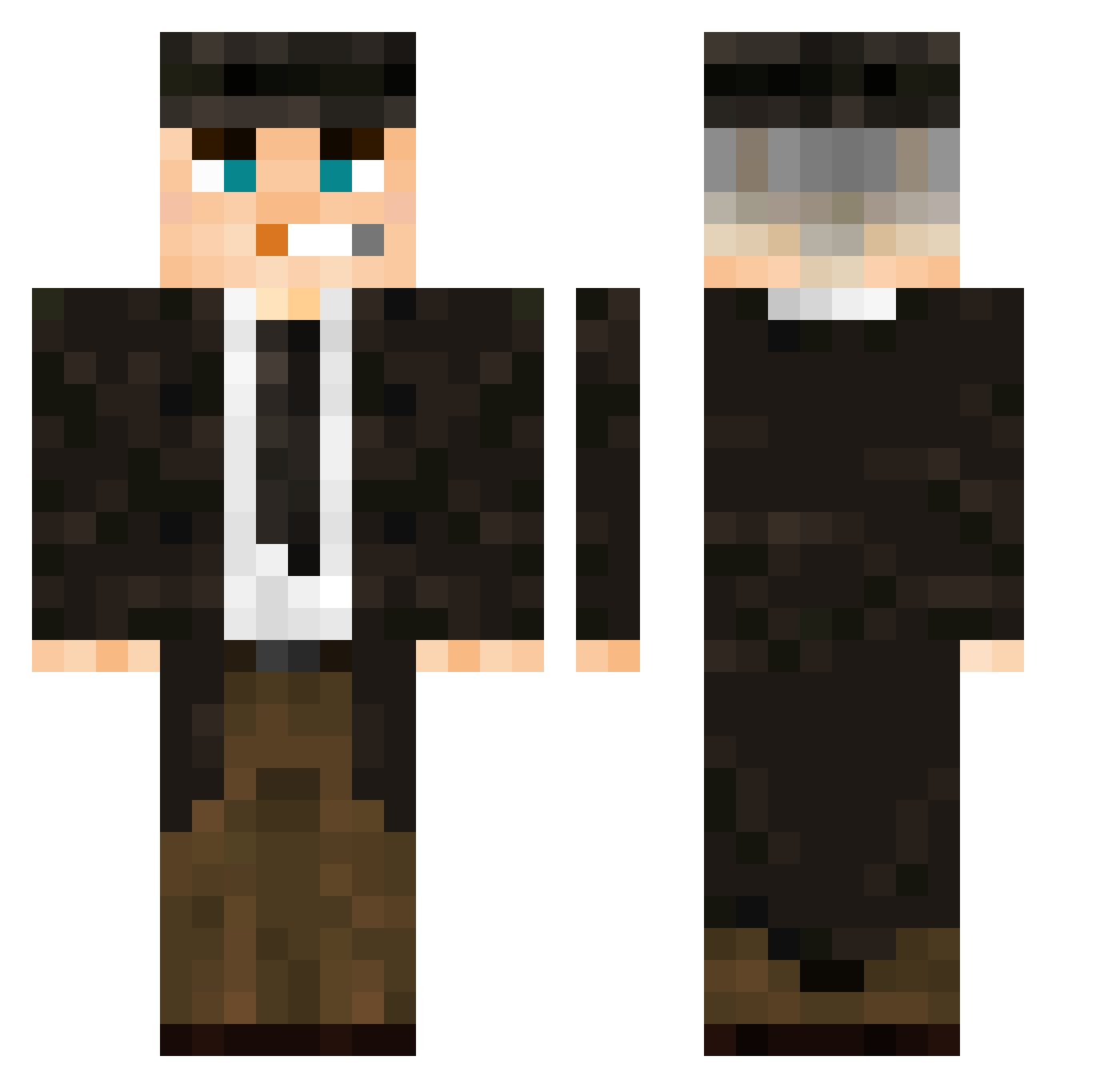 Paperbuckle Minecraft skin, front and back view