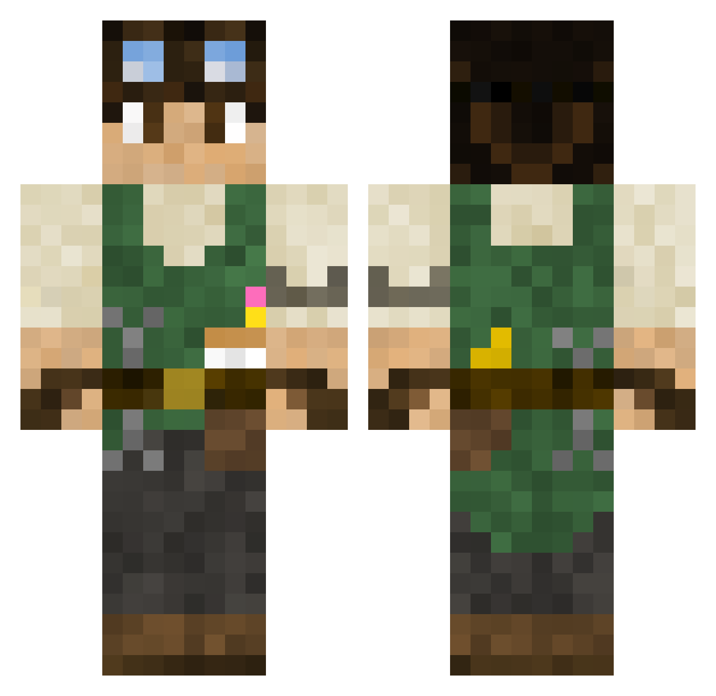 blenderek Minecraft skin, front and back view