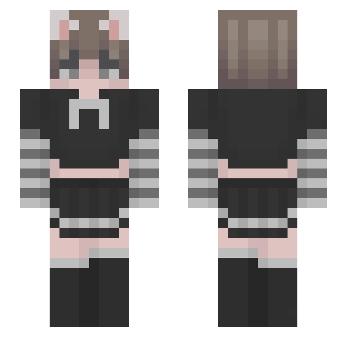 TheCatYT1 Minecraft skin, front and back view