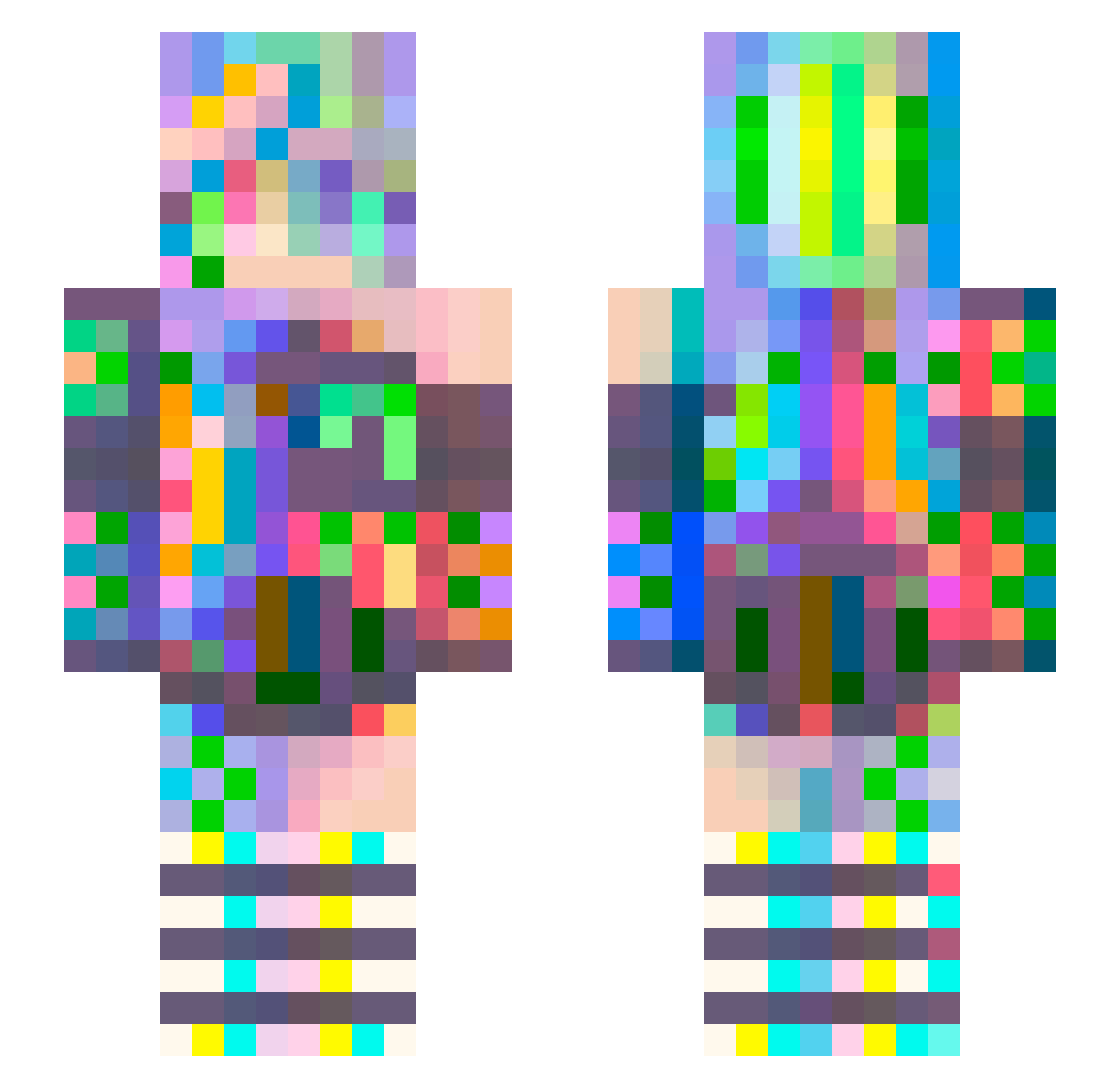ToiletWeed Minecraft skin, front and back view