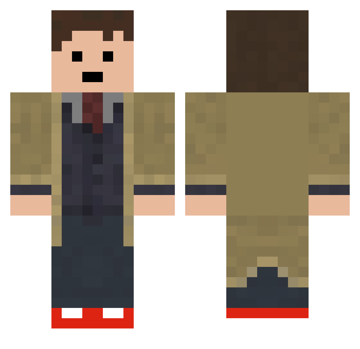 Costing Minecraft skin, front and back view