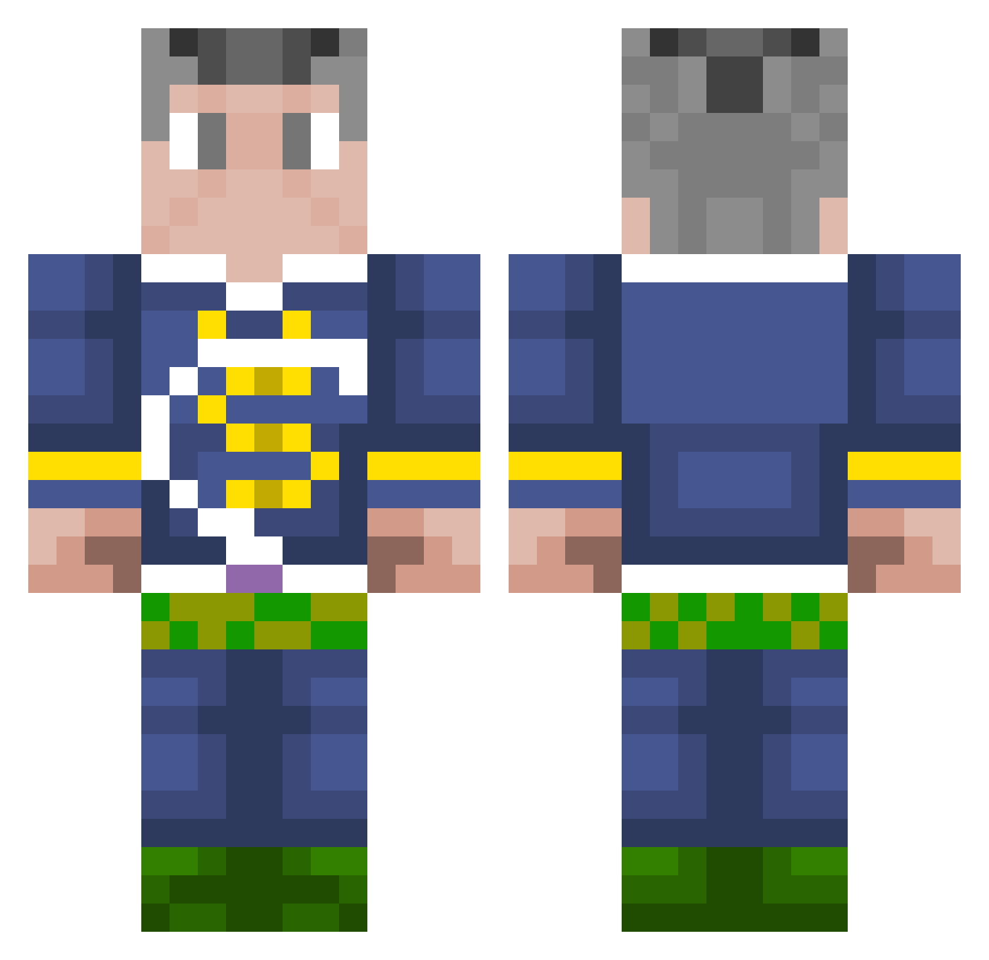 Edgy105 Minecraft skin, front and back view