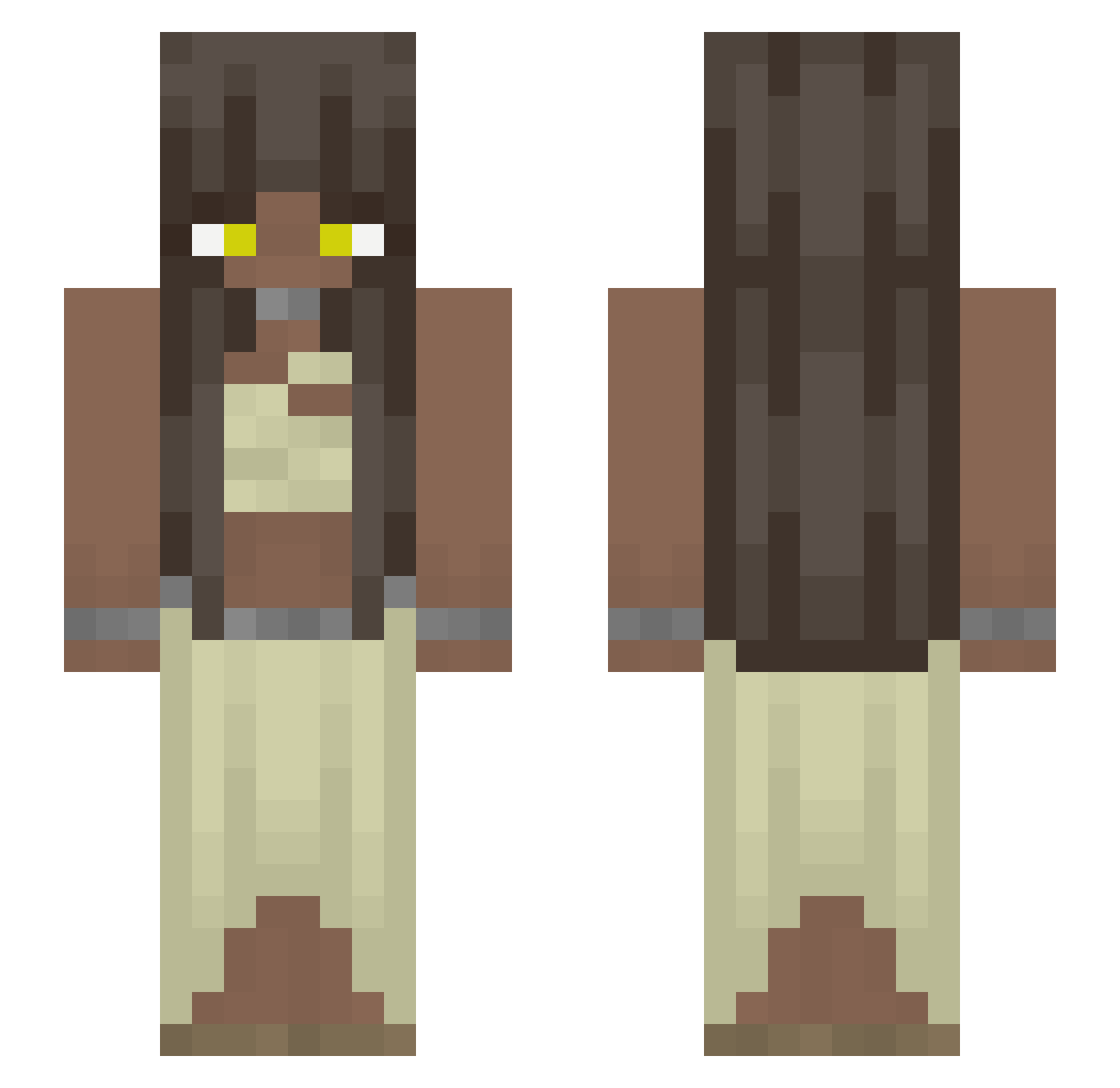 llVHSll Minecraft skin, front and back view