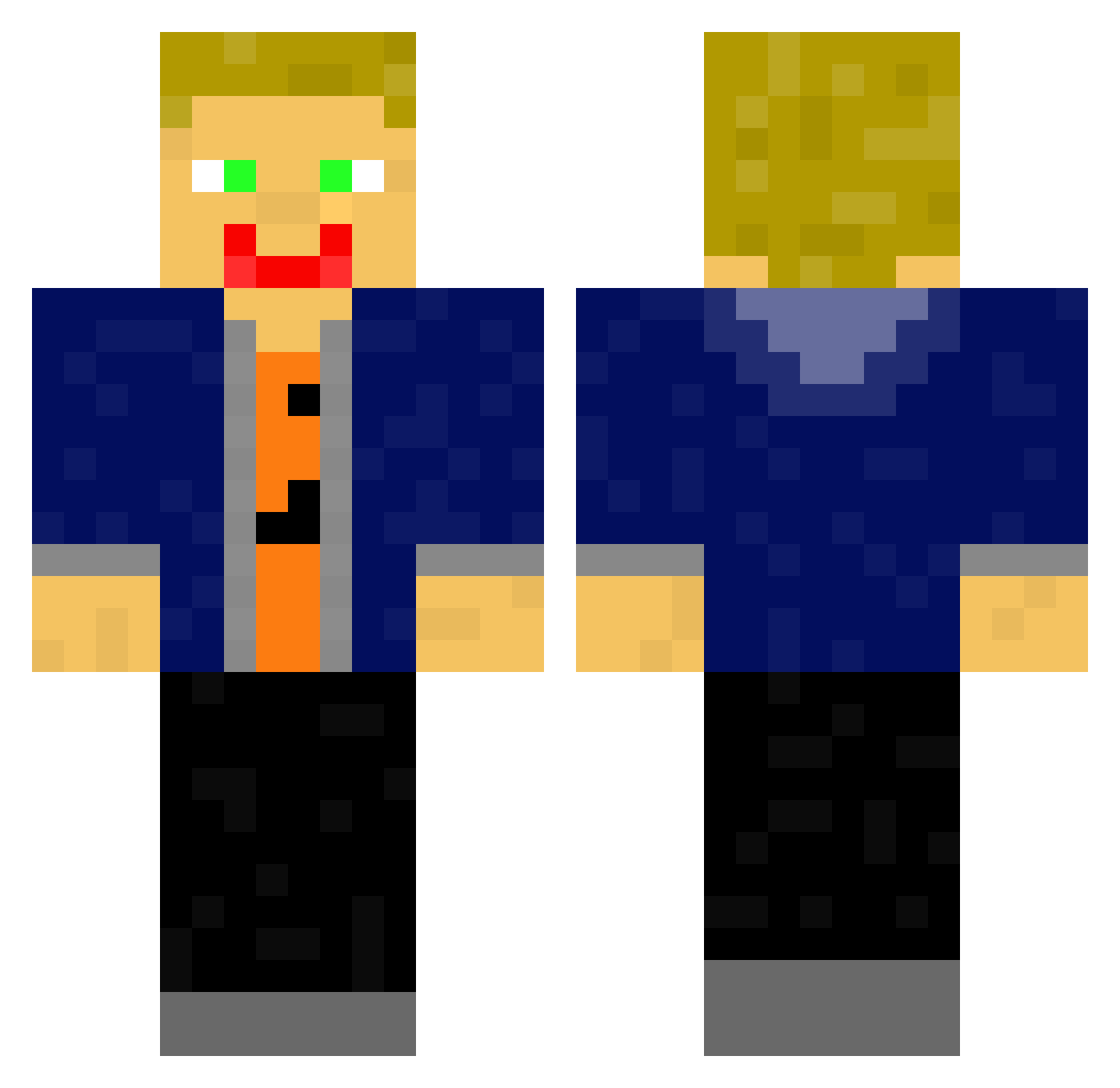 Zock3rBoy Minecraft skin, front and back view