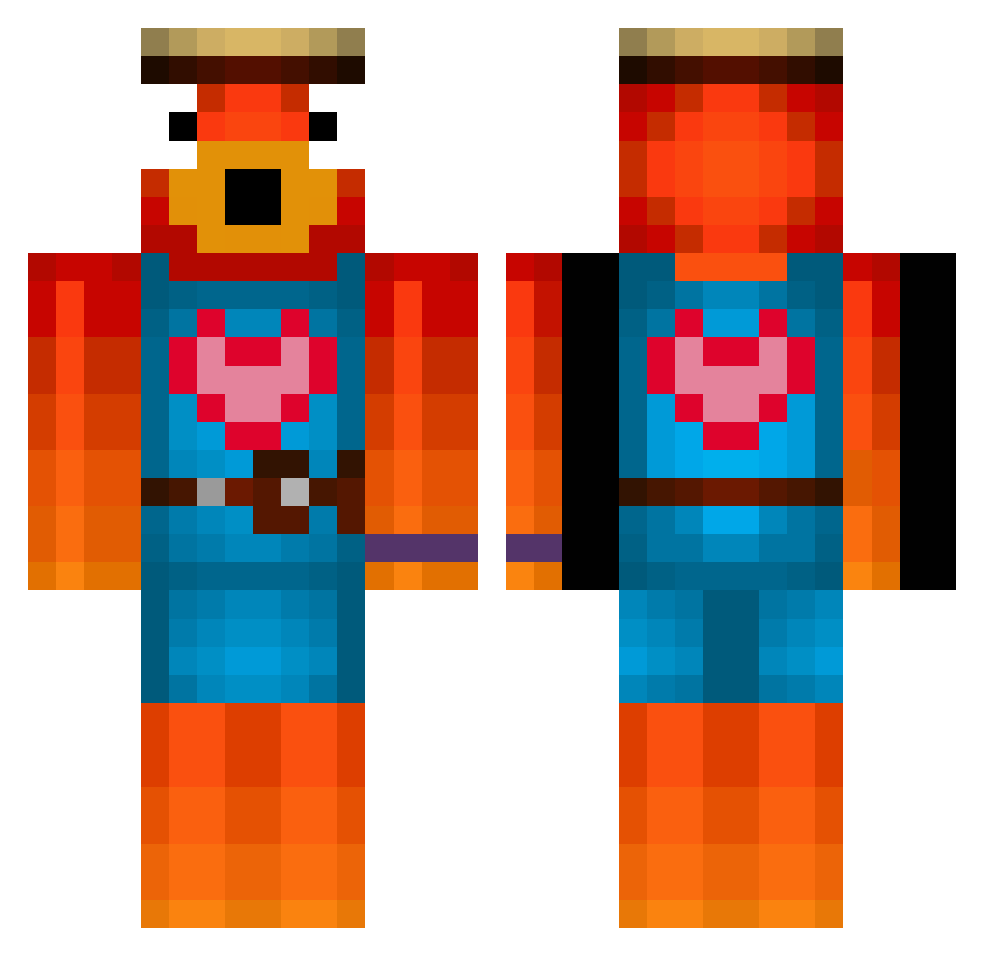 Ventlachs Minecraft skin, front and back view