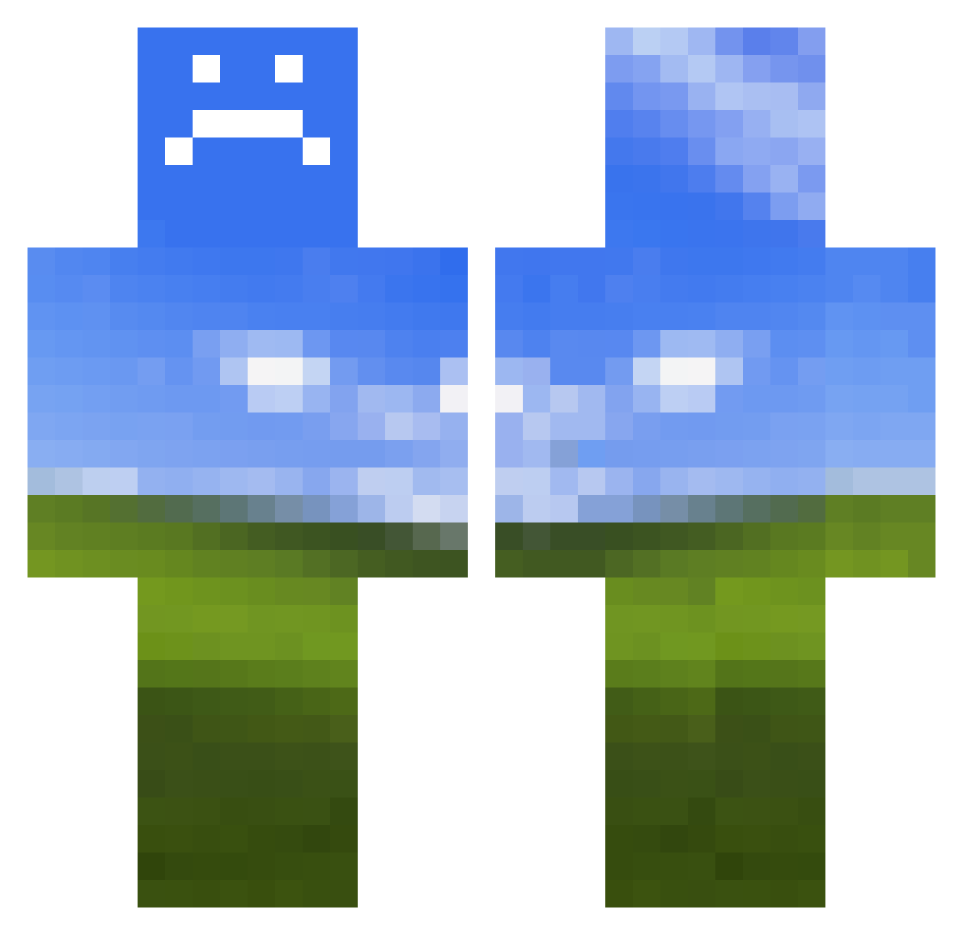 Aribon76 Minecraft skin, front and back view