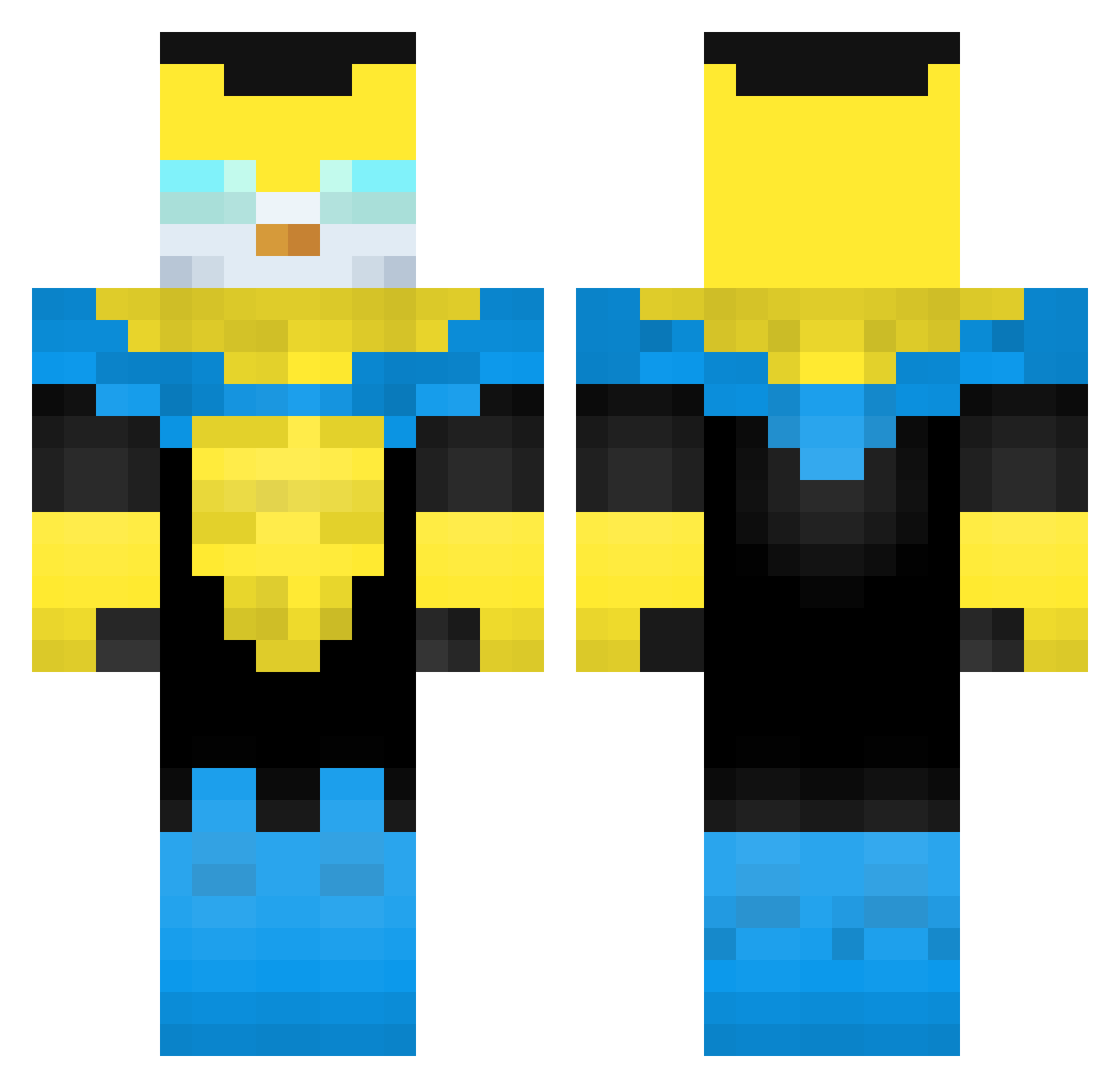 Yannibix Minecraft skin, front and back view