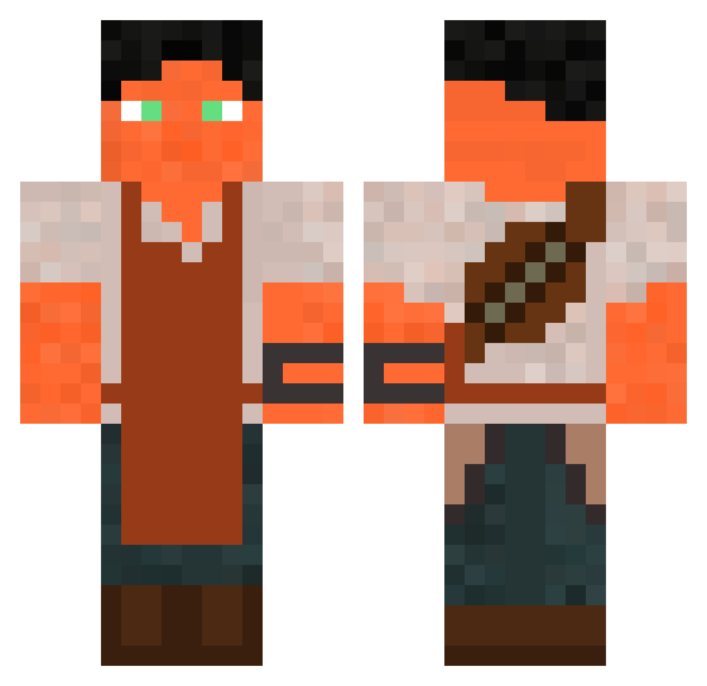 Telar Minecraft skin, front and back view