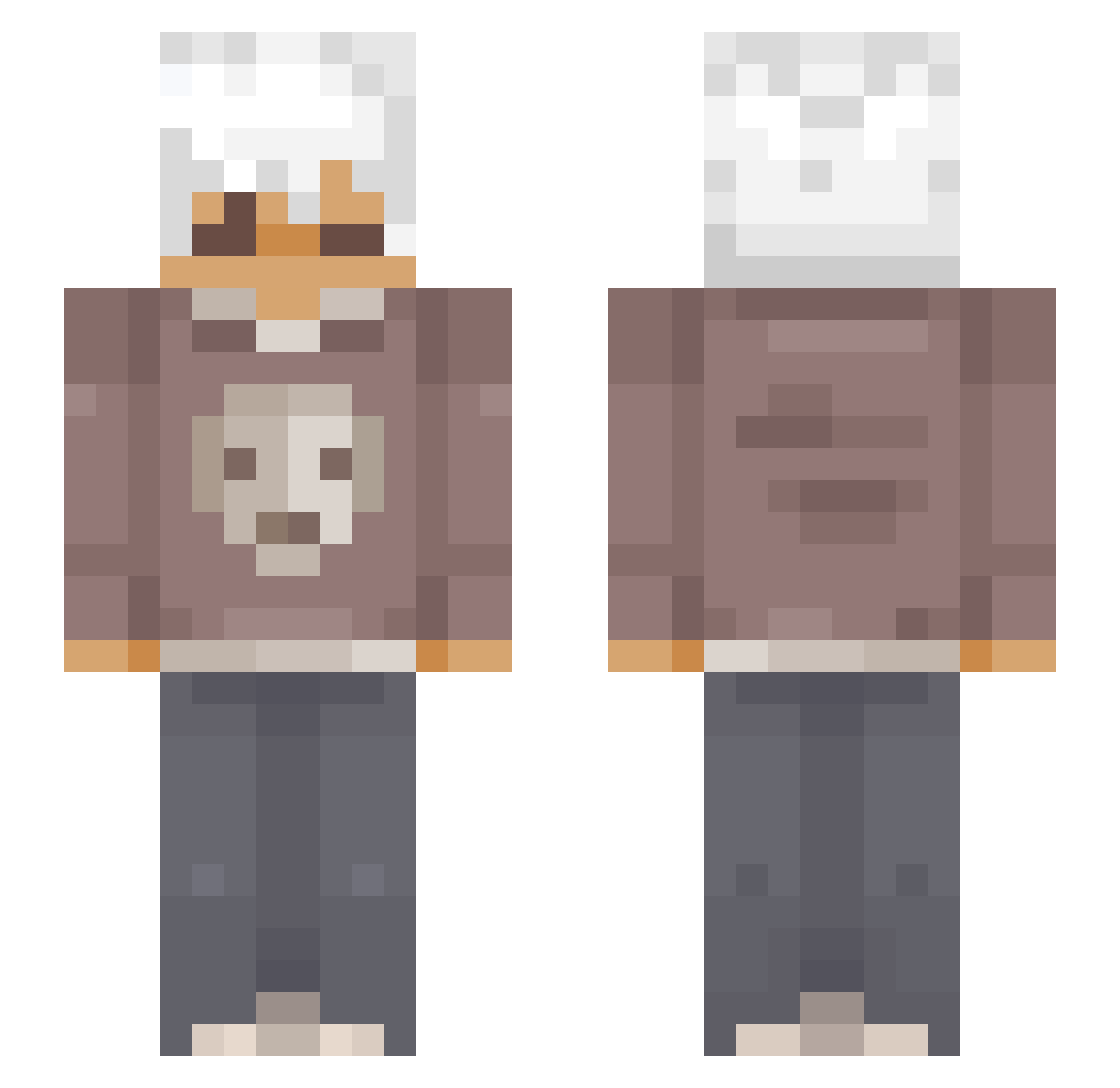 zkdt Minecraft skin, front and back view