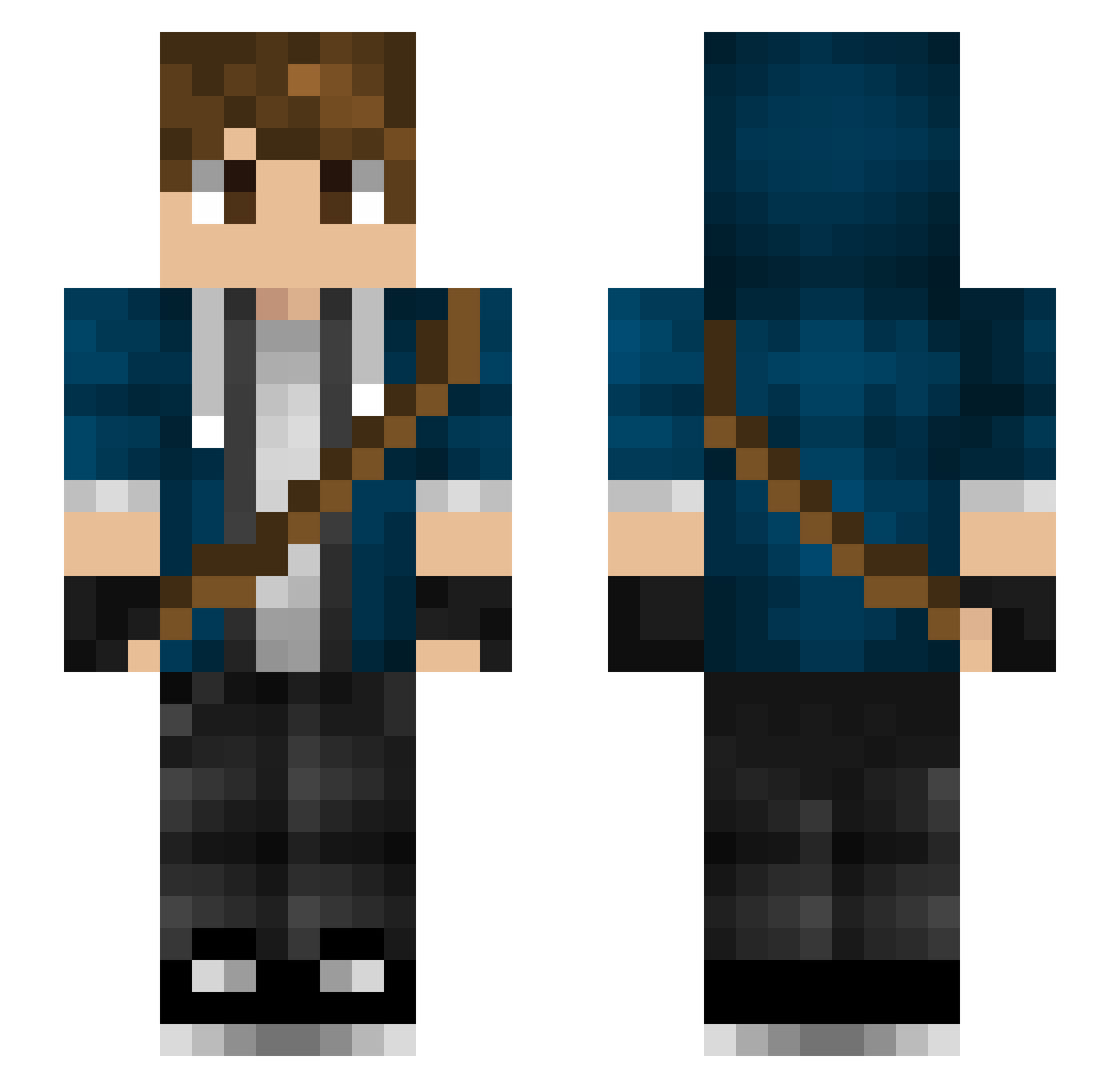 Nerowyre Minecraft skin, front and back view