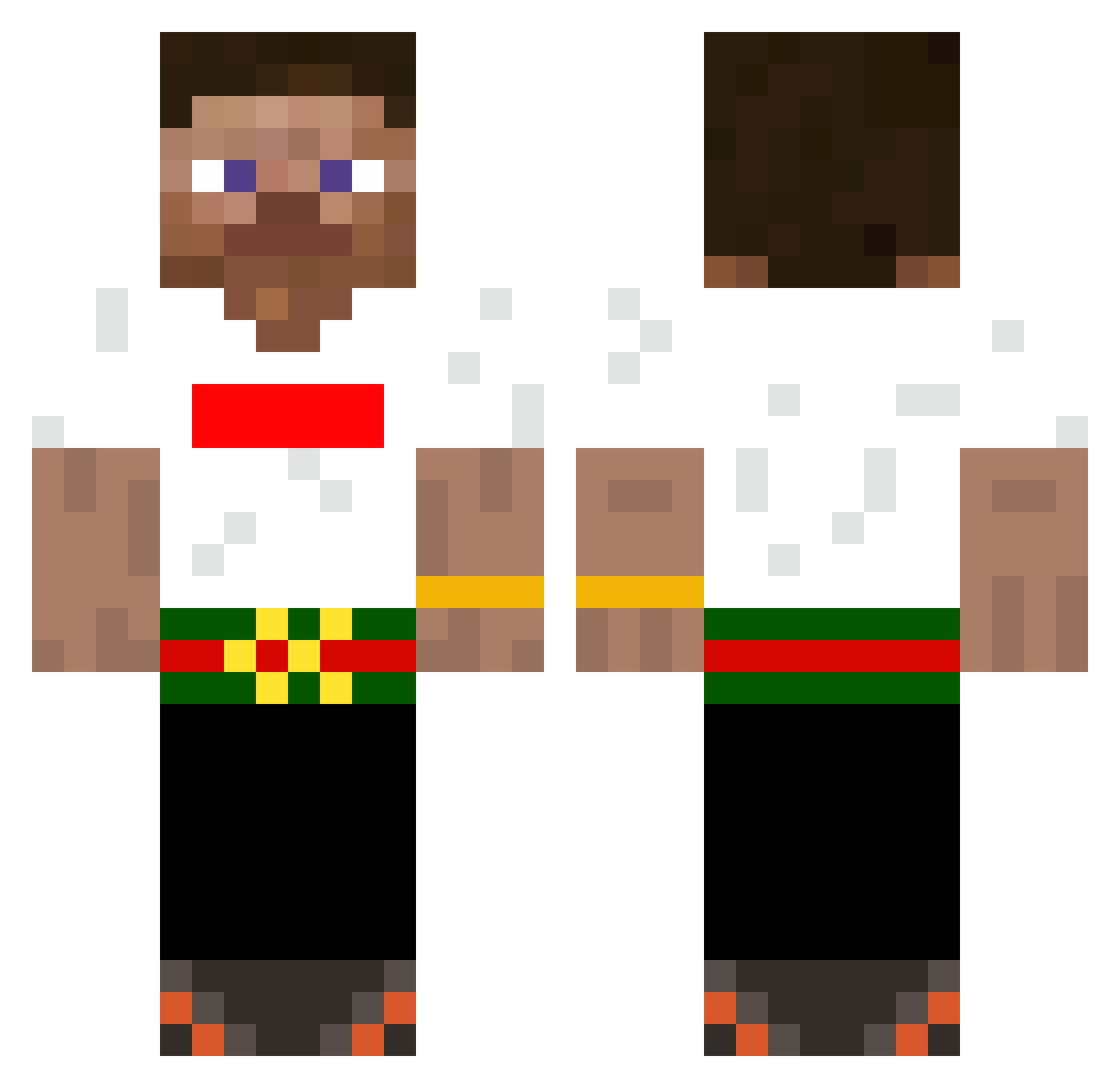 scorgos Minecraft skin, front and back view