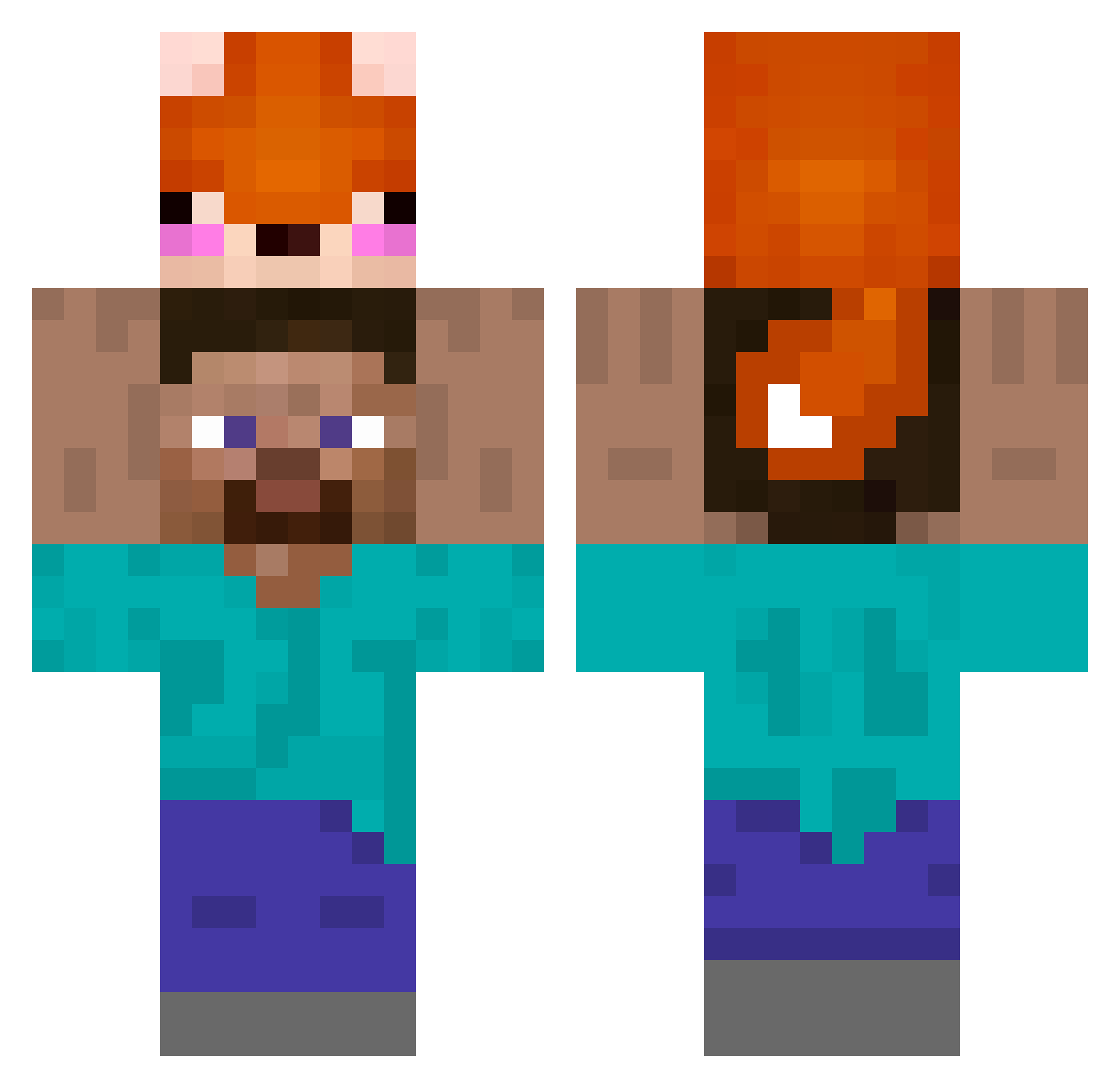 claquette123 Minecraft skin, front and back view
