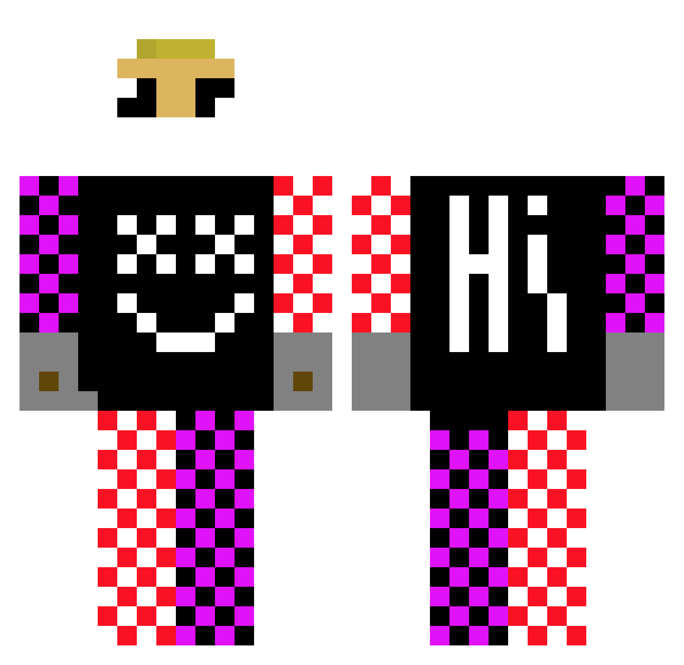 Merks888 Minecraft skin, front and back view