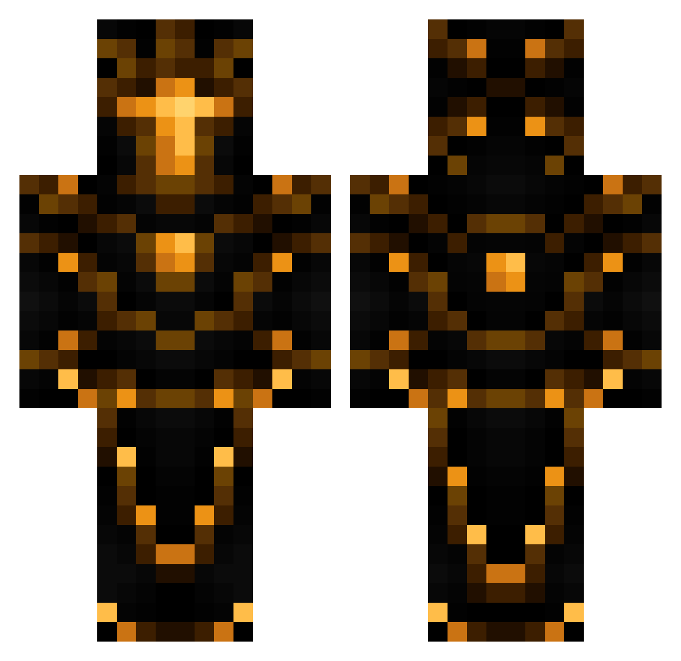 OrangeSkeleton82 Minecraft skin, front and back view