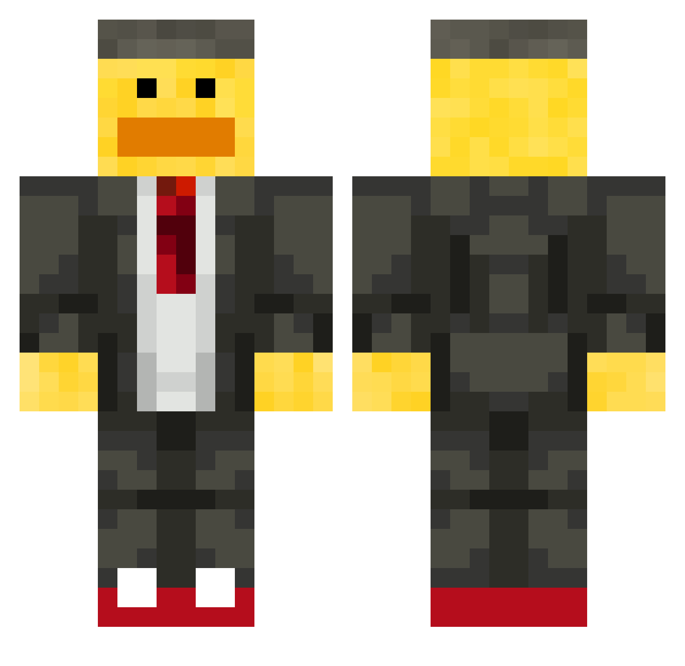 Fredocrafts Minecraft skin, front and back view