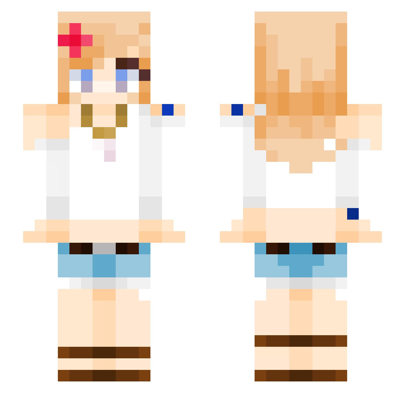 nyahochu Minecraft skin, front and back view
