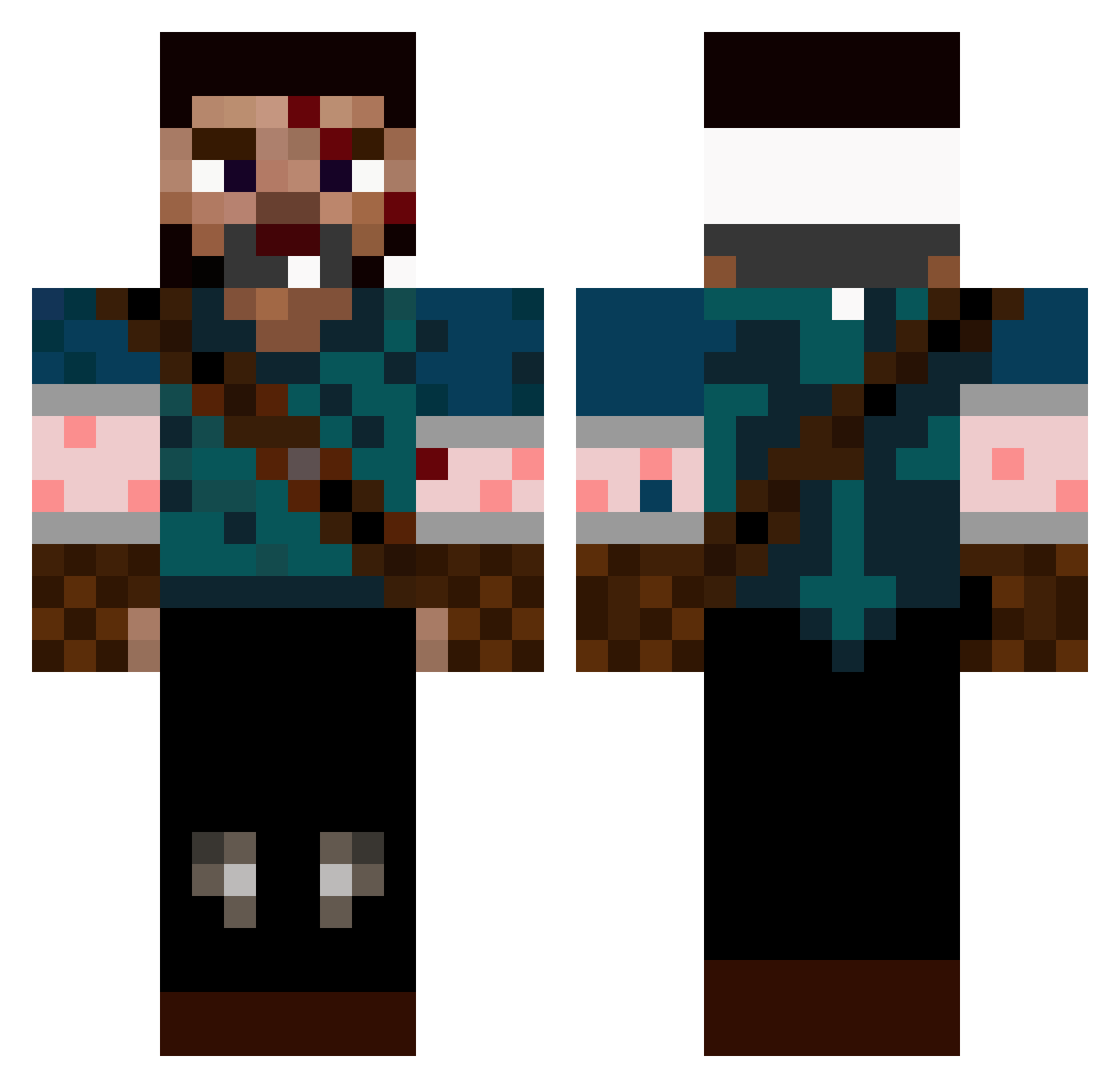 SininenHavittaja Minecraft skin, front and back view
