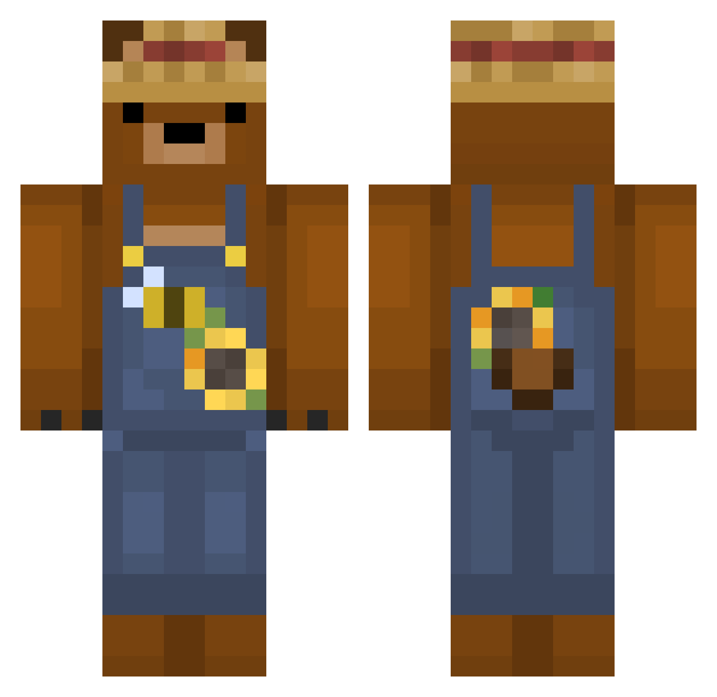Sqees Minecraft skin, front and back view