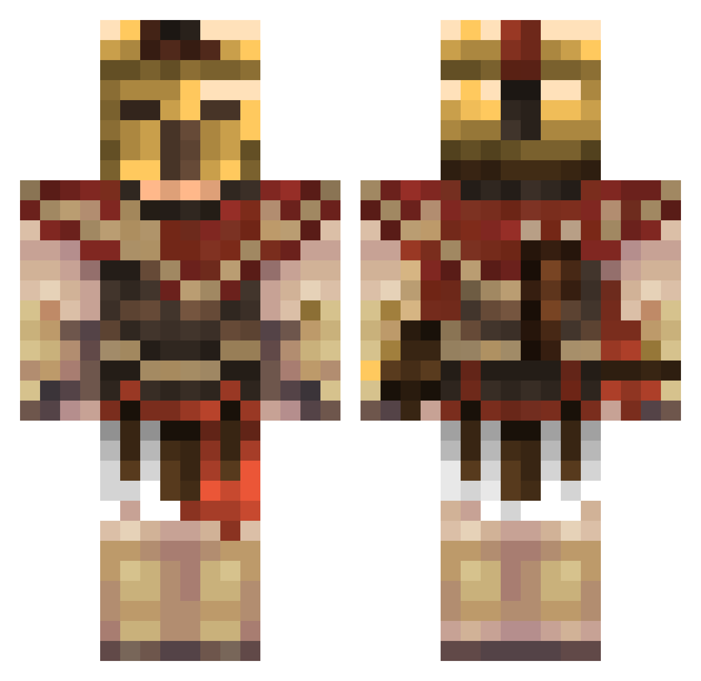 Corbyte Minecraft skin, front and back view