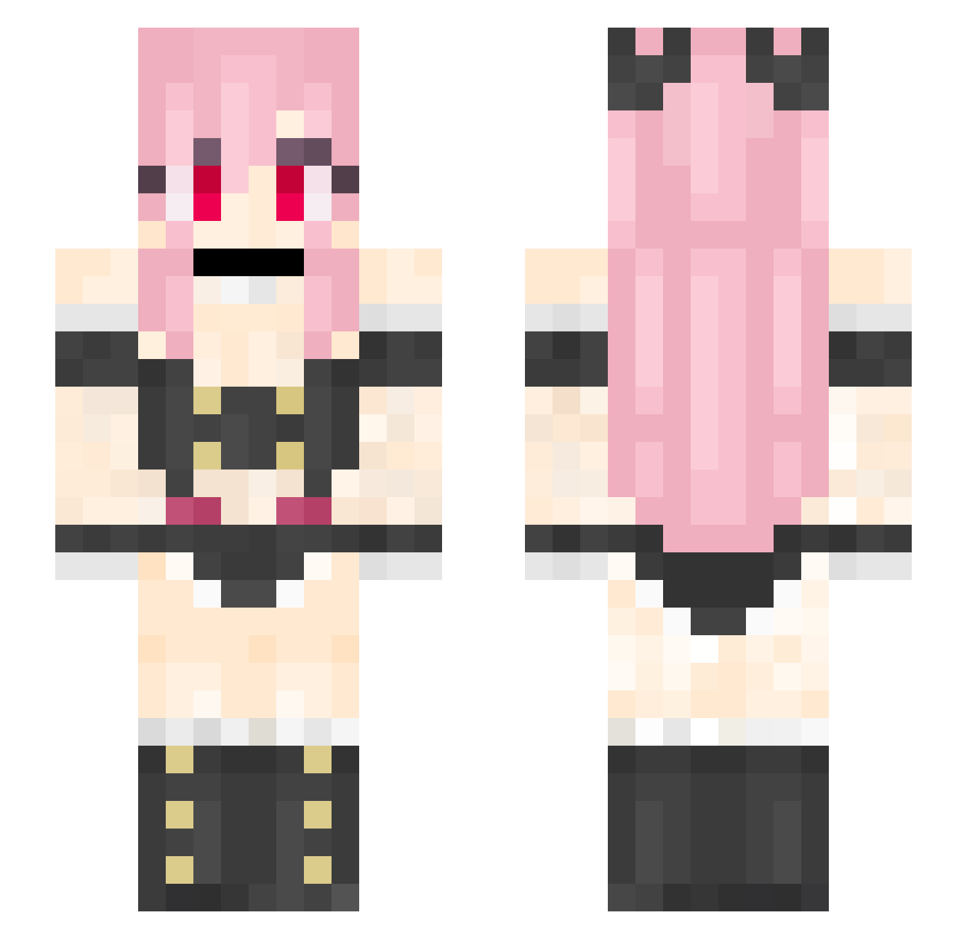 Yumi_neko Minecraft skin, front and back view