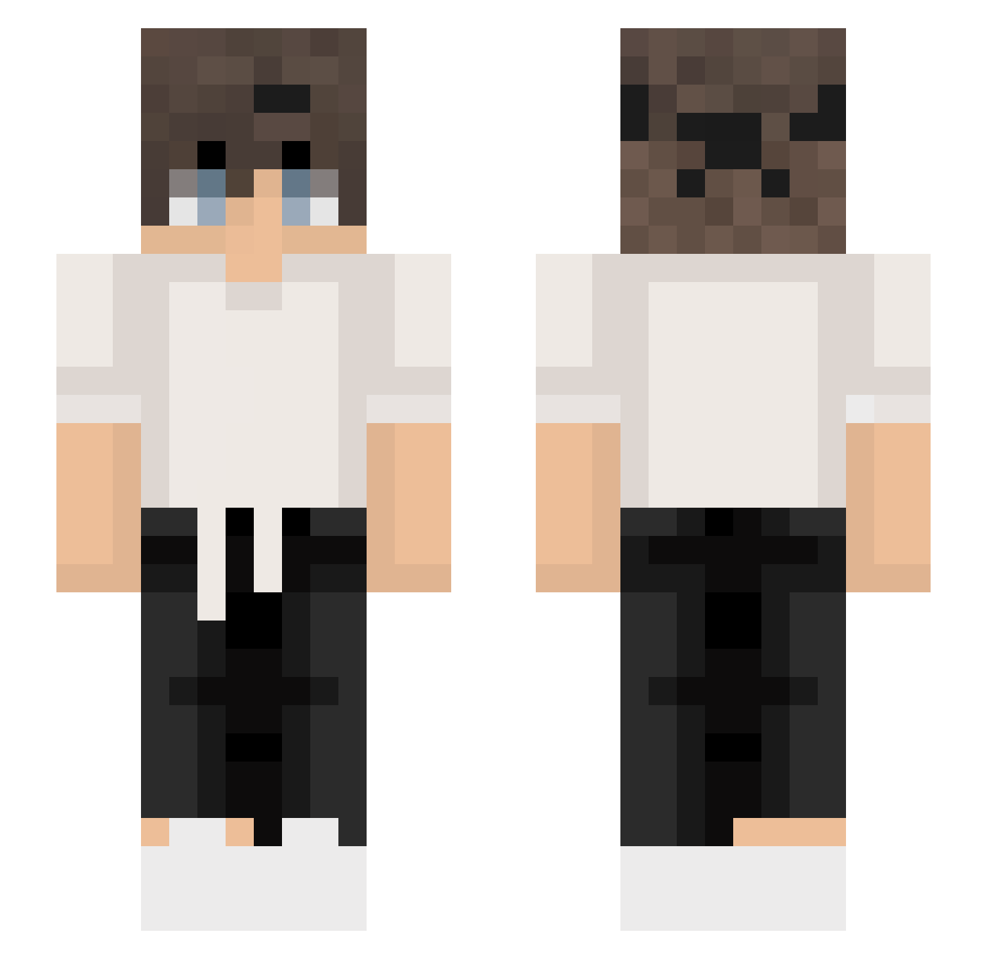 Xqnith Minecraft skin, front and back view