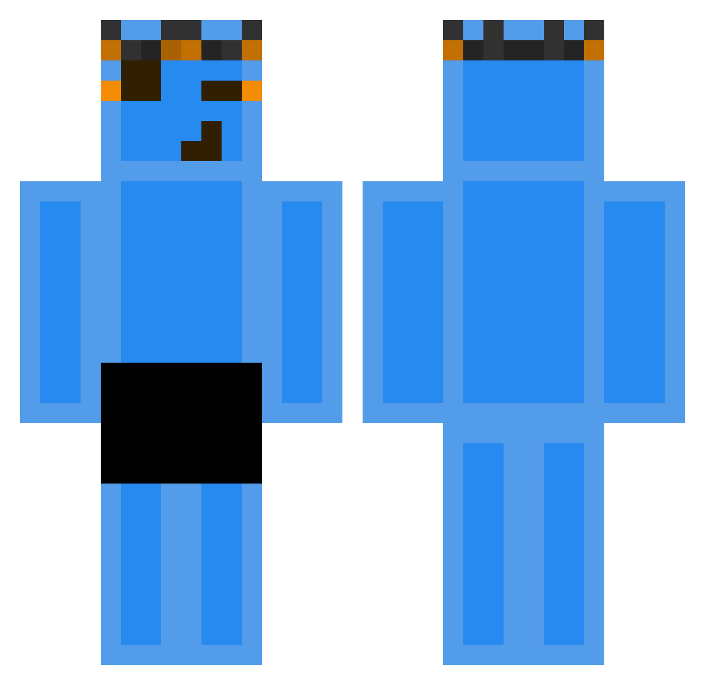 BurnToat Minecraft skin, front and back view