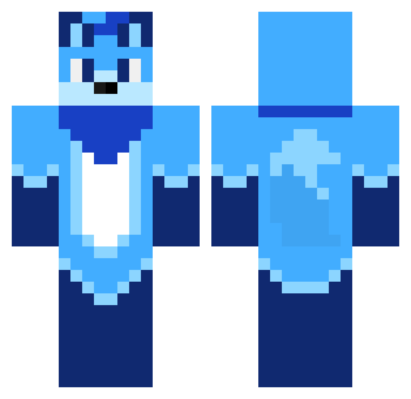 RavenBirdMC Minecraft skin, front and back view