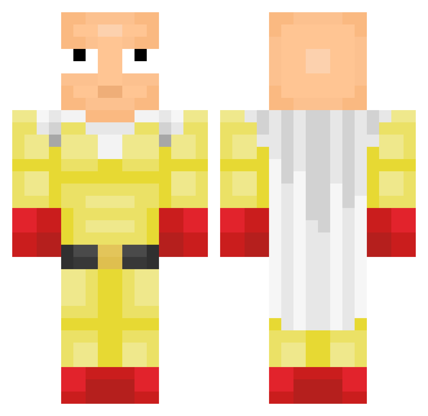 Redvel21 Minecraft skin, front and back view