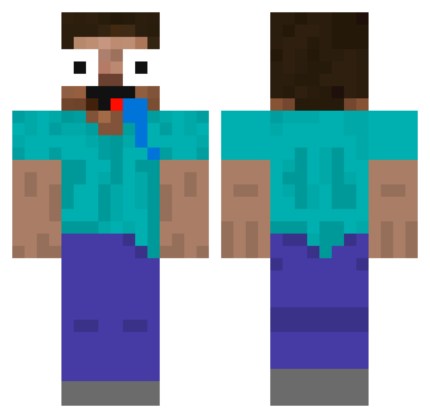 Fredericka Minecraft skin, front and back view