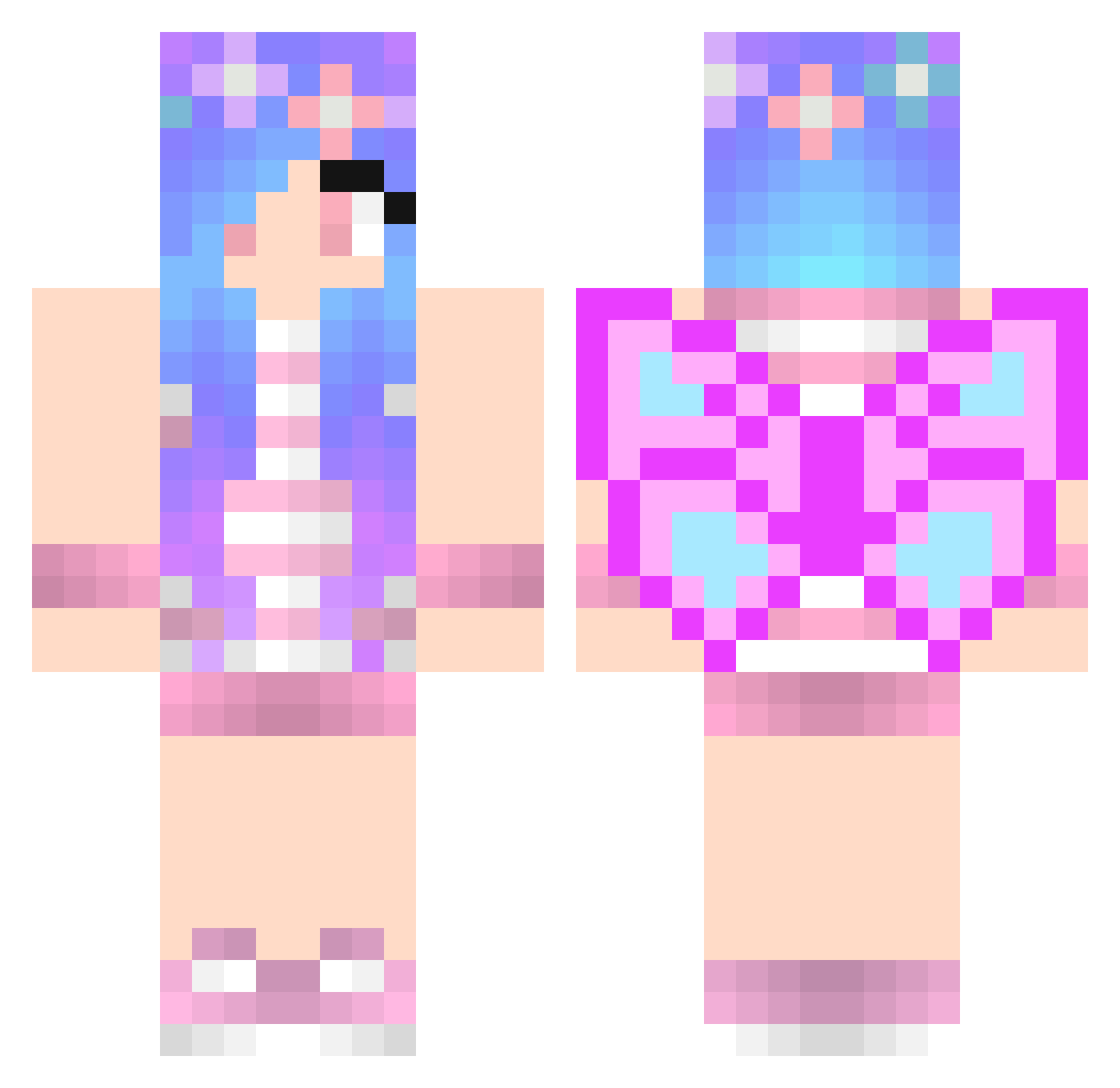 princessmargot Minecraft skin, front and back view