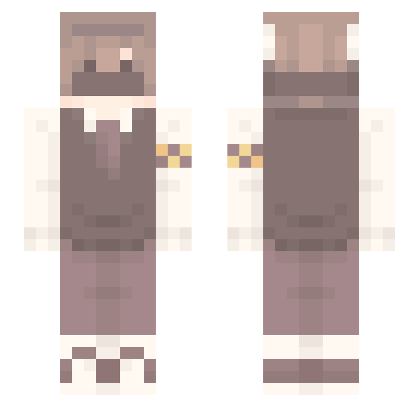 TbtE Minecraft skin, front and back view